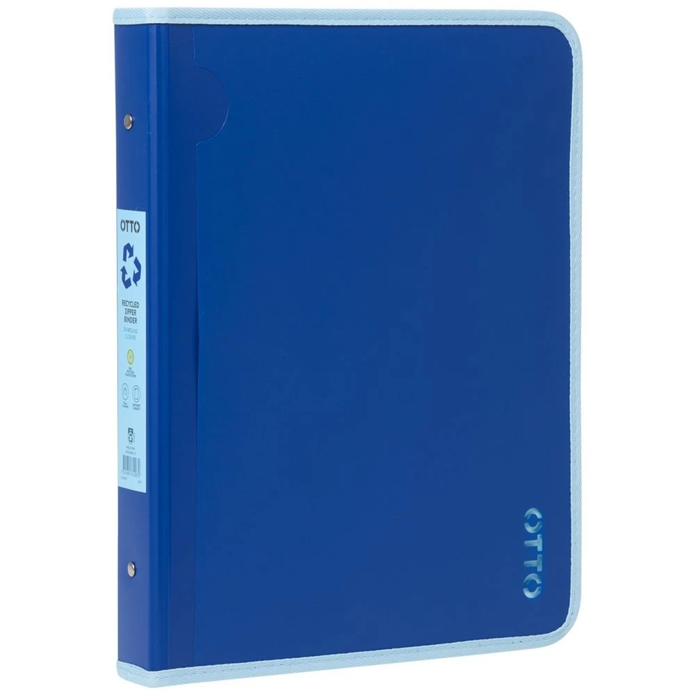 1 Otto A4 2 D-Ring Zipper Binder 25mm Navy, 1 of 5