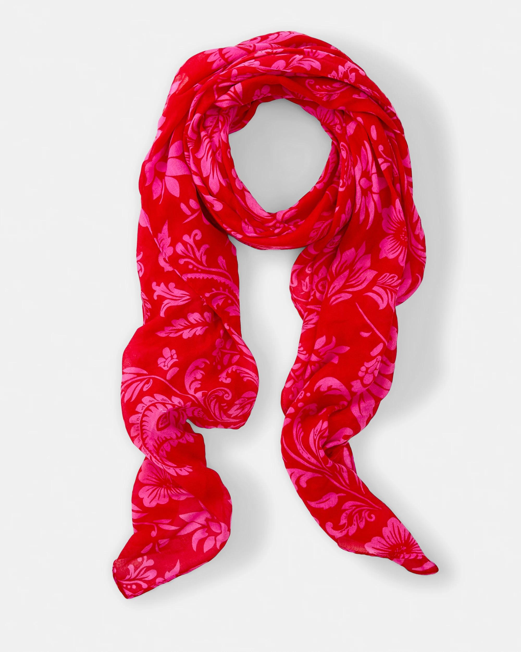 1 Large Lightweight Scarf Red Flrl, 1 of 3