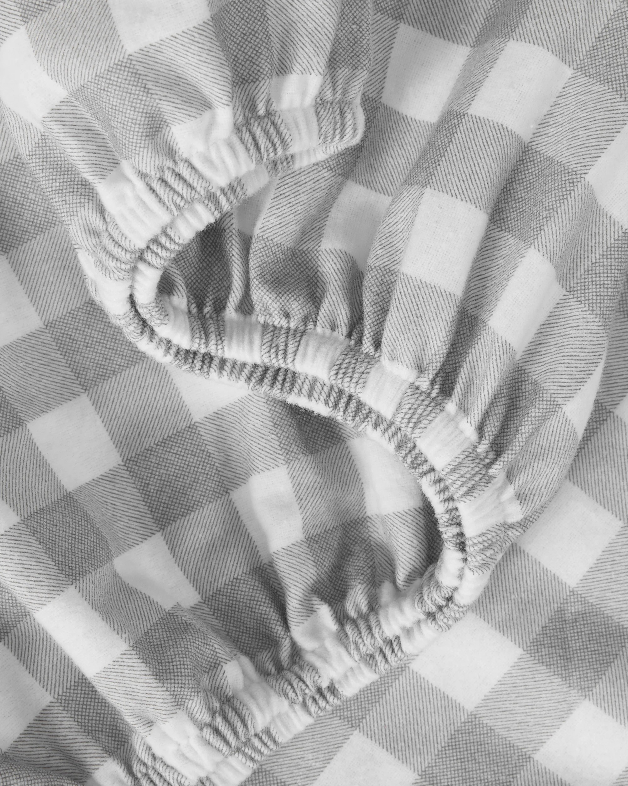 3 Gingham Cotton Flannelette Sheet Set - Double Bed, Grey, 3 of 7