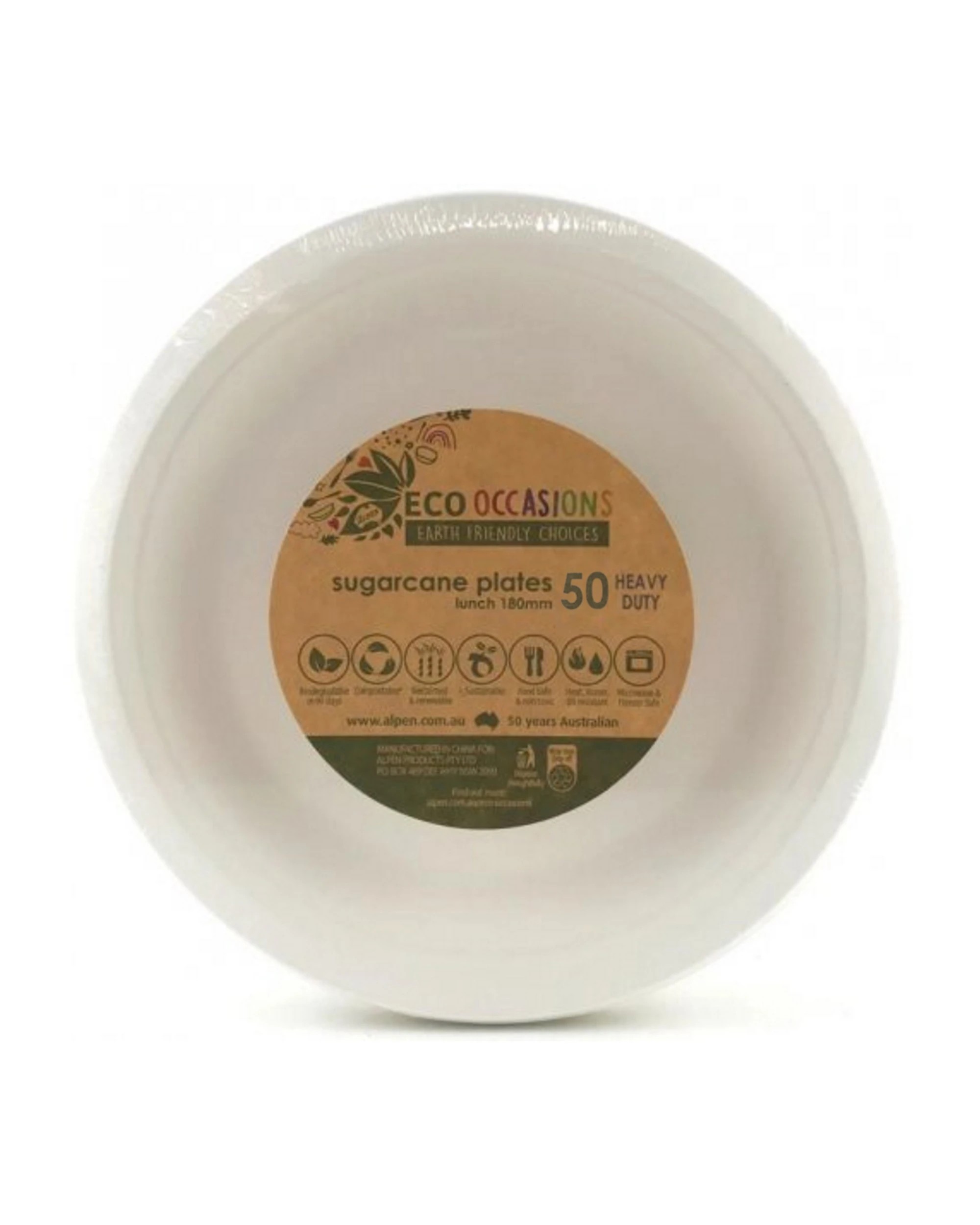 2 Alpen White Sugar Cane Small Plates 18cm Bulk Pack of 50, 2 of 3