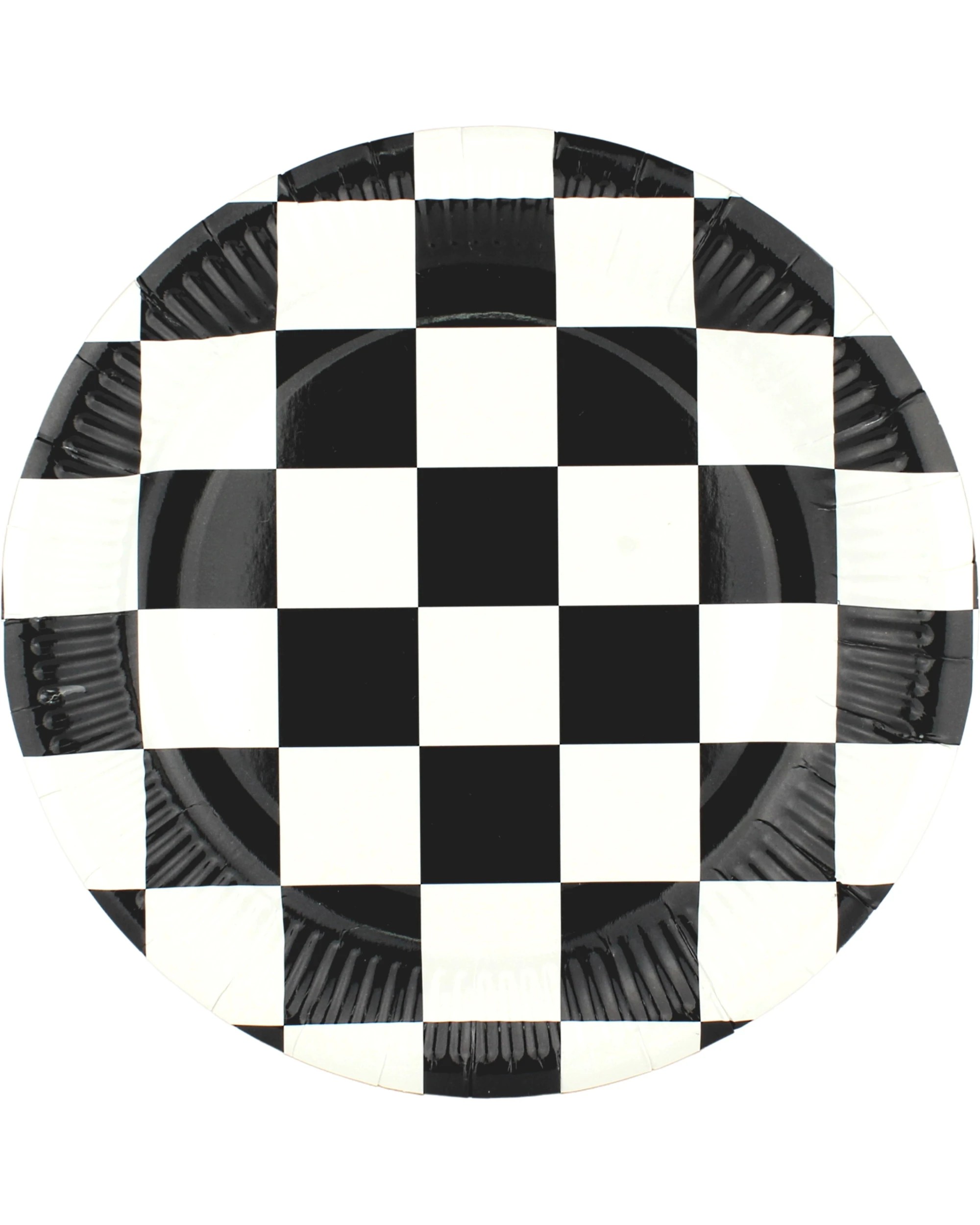 1 Partyrama Black & White Checkered Large Paper Plates Pack of 8, 1 of 1