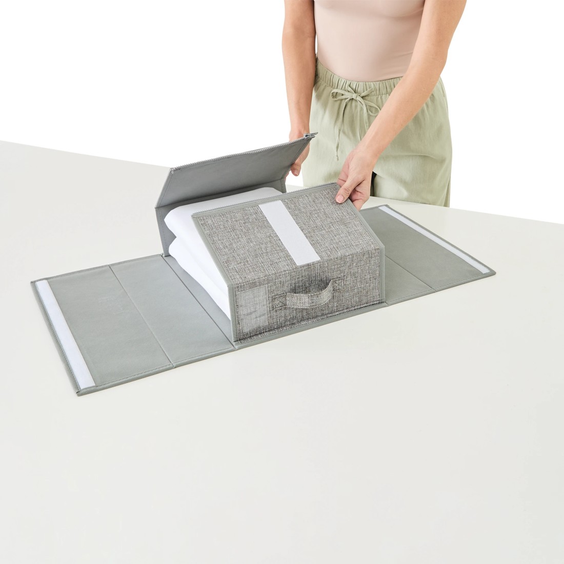 9 Linen Look Bed Linen Box - Charcoal, 9 of 10