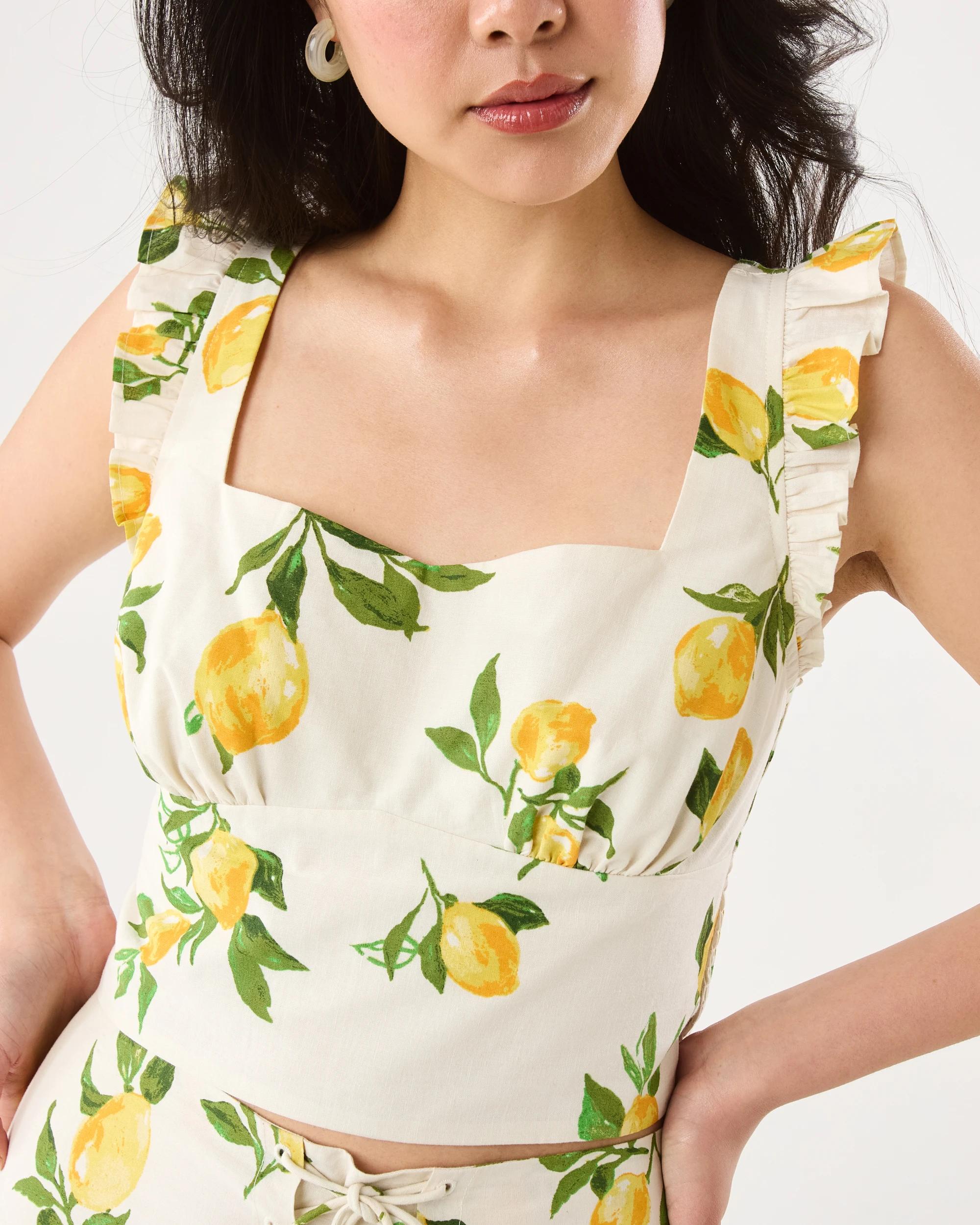 6 Sleeveless Square Neck Frill Top Lemons, 6 of 7