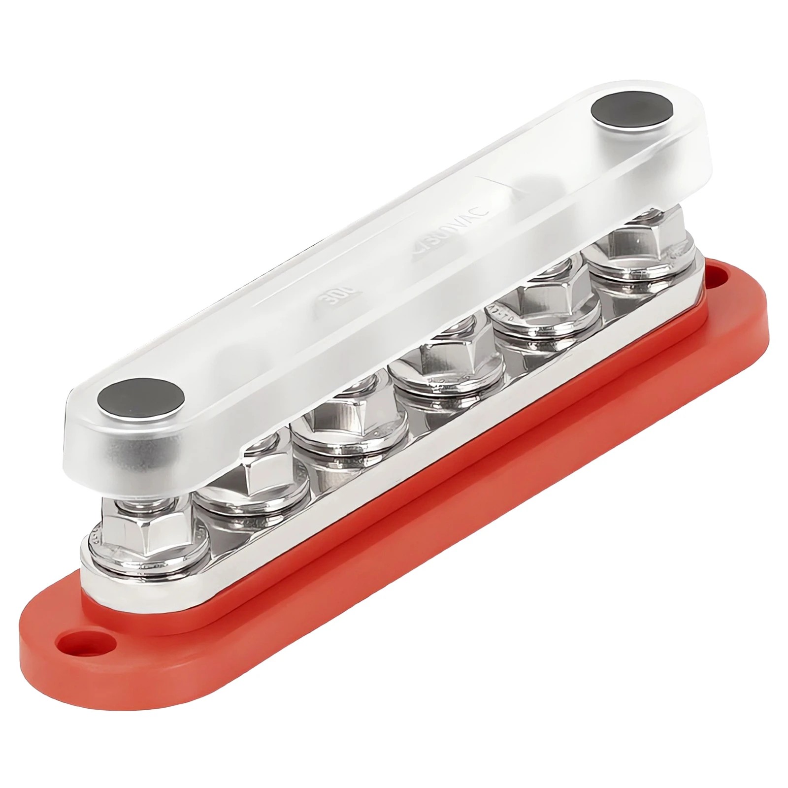 7 VoltX 300A 6-Gang M8 Bus Bar, Red, 12V Power Distribution, 7 of 10