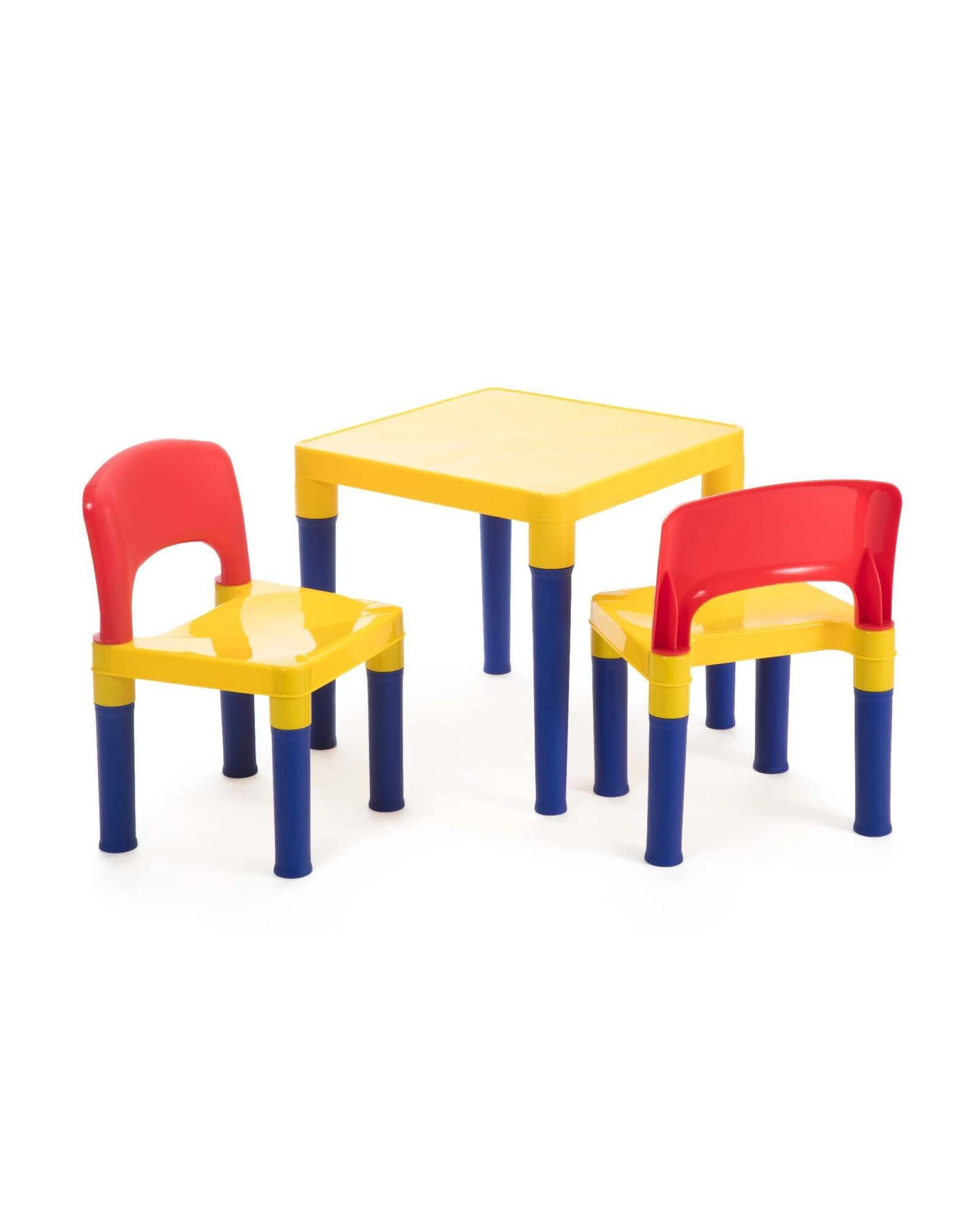 1 GEM Toys Kids Table & 2 Chairs Plastic Set (Blue, Red & Yellow), 1 of 4