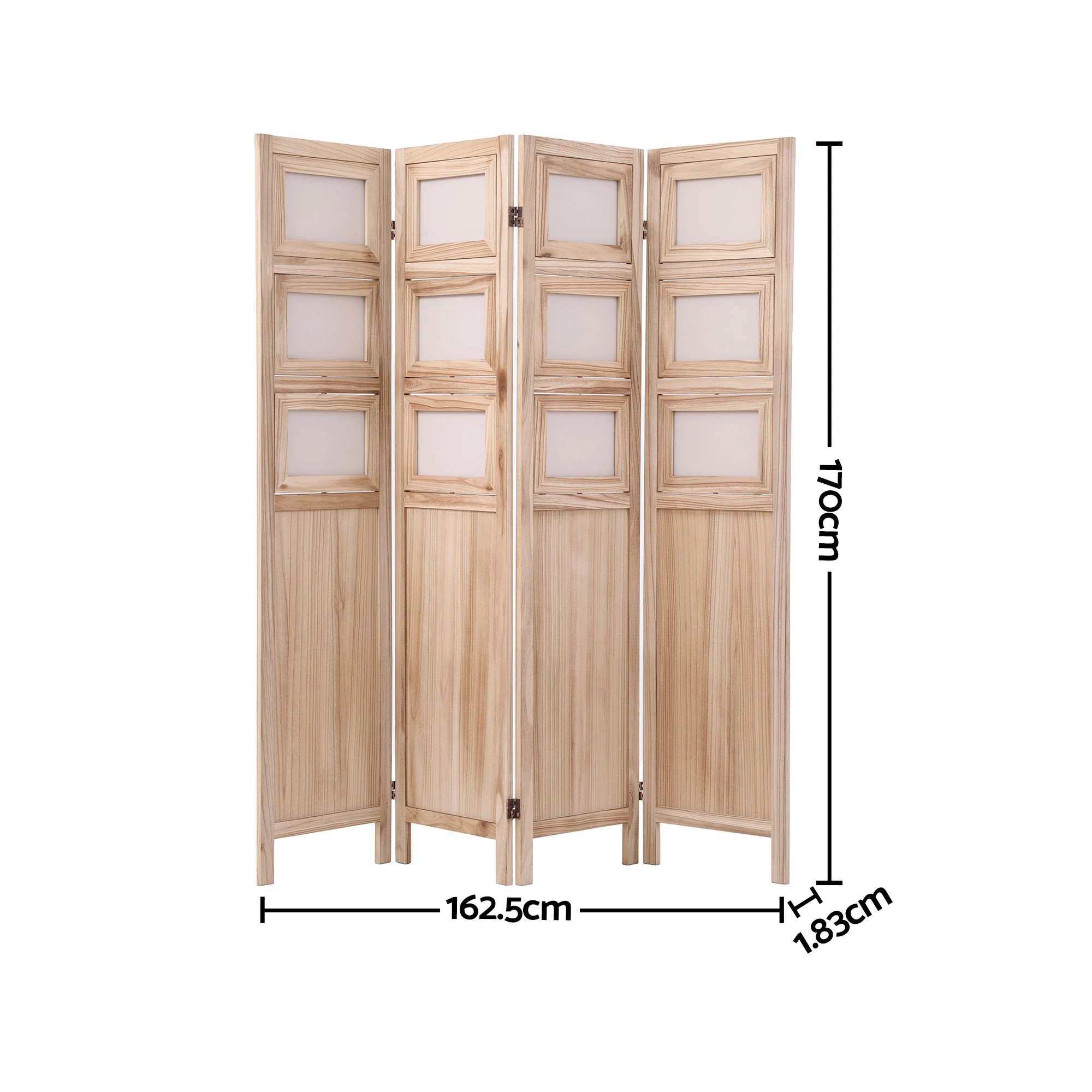 2 Artiss Room Divider 4 Panel Privacy Screen Partition Photo Collage Display Solid Wood - Natural, 2 of 7