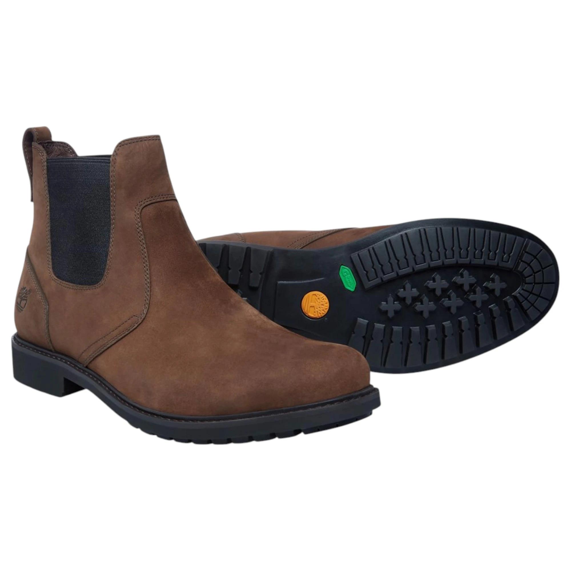 1 Timberland Mens Stormbucks Mid Chelsea Slip On Brown Boot BROWN, 1 of 6
