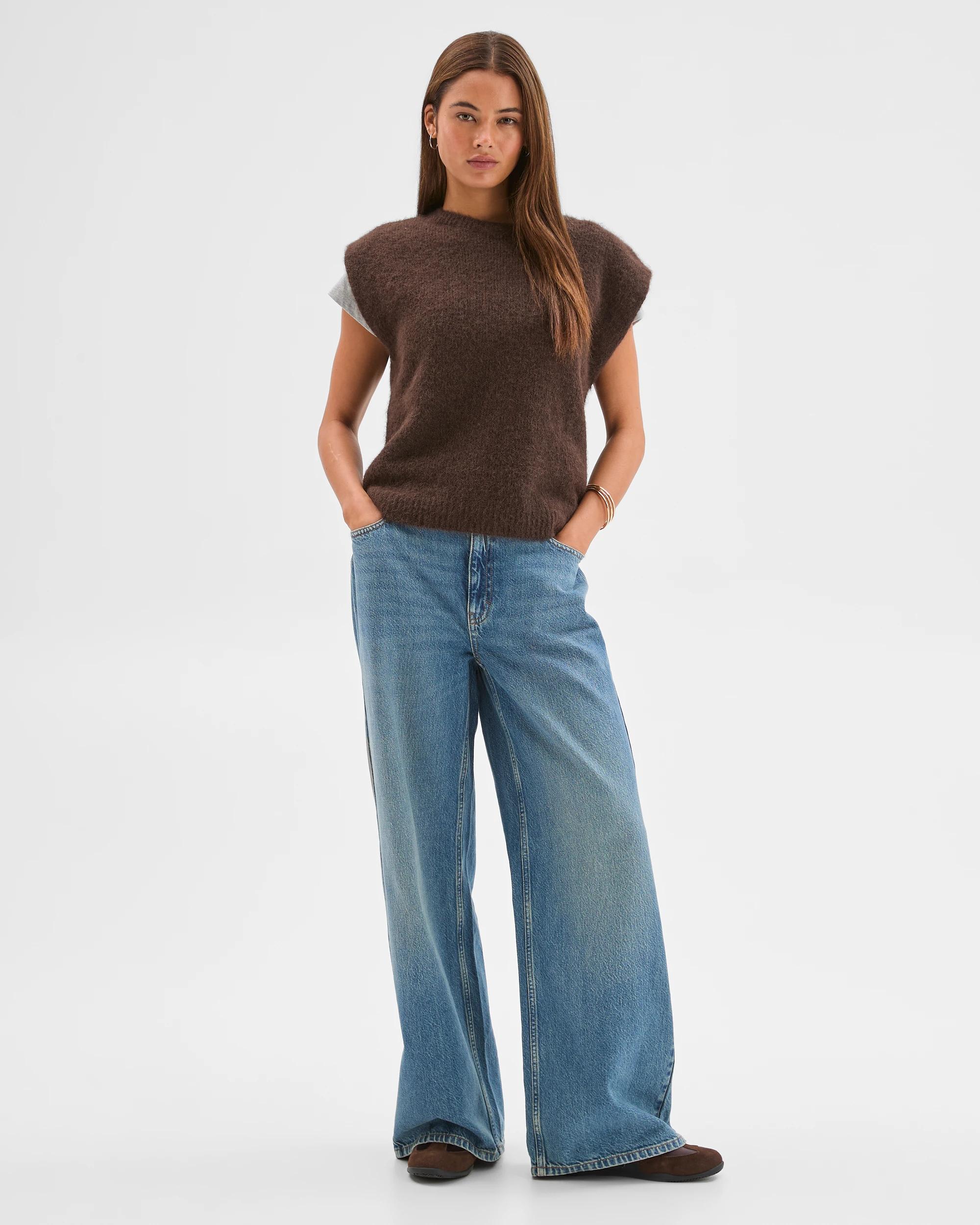 4 Lily Loves Exaggerated Shoulder Knit Vest TRUFFLE, 4 of 8