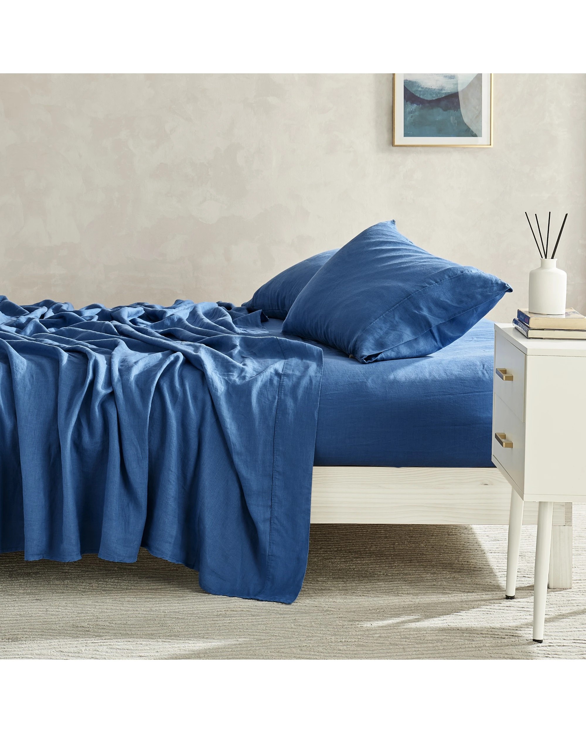 3 Natural Home 100% European Flax Linen Sheet Set - Single Bed - Deep Blue, 3 of 10