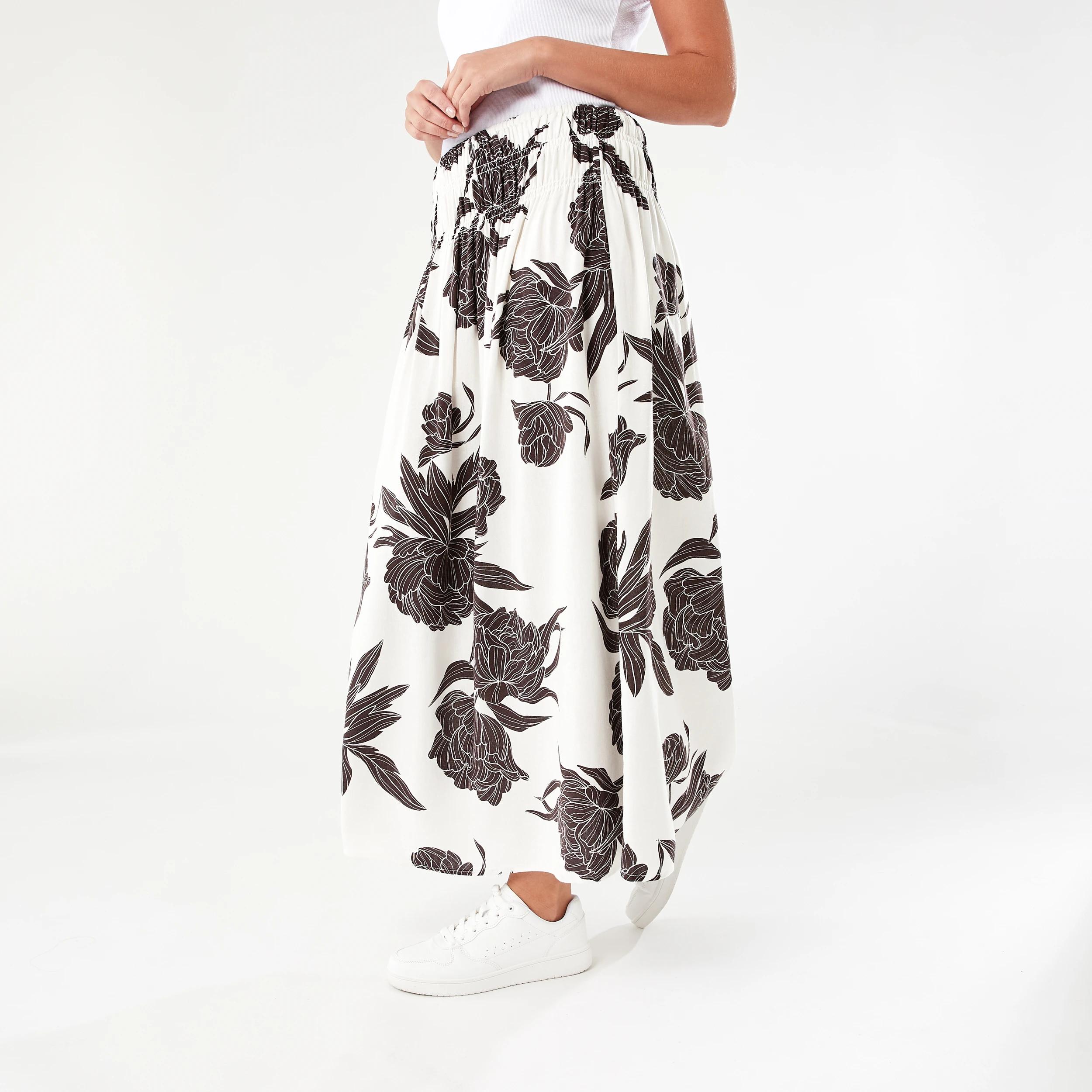 2 Gathered Maxi Skirt CHOCOLATE FLORAL, 2 of 4