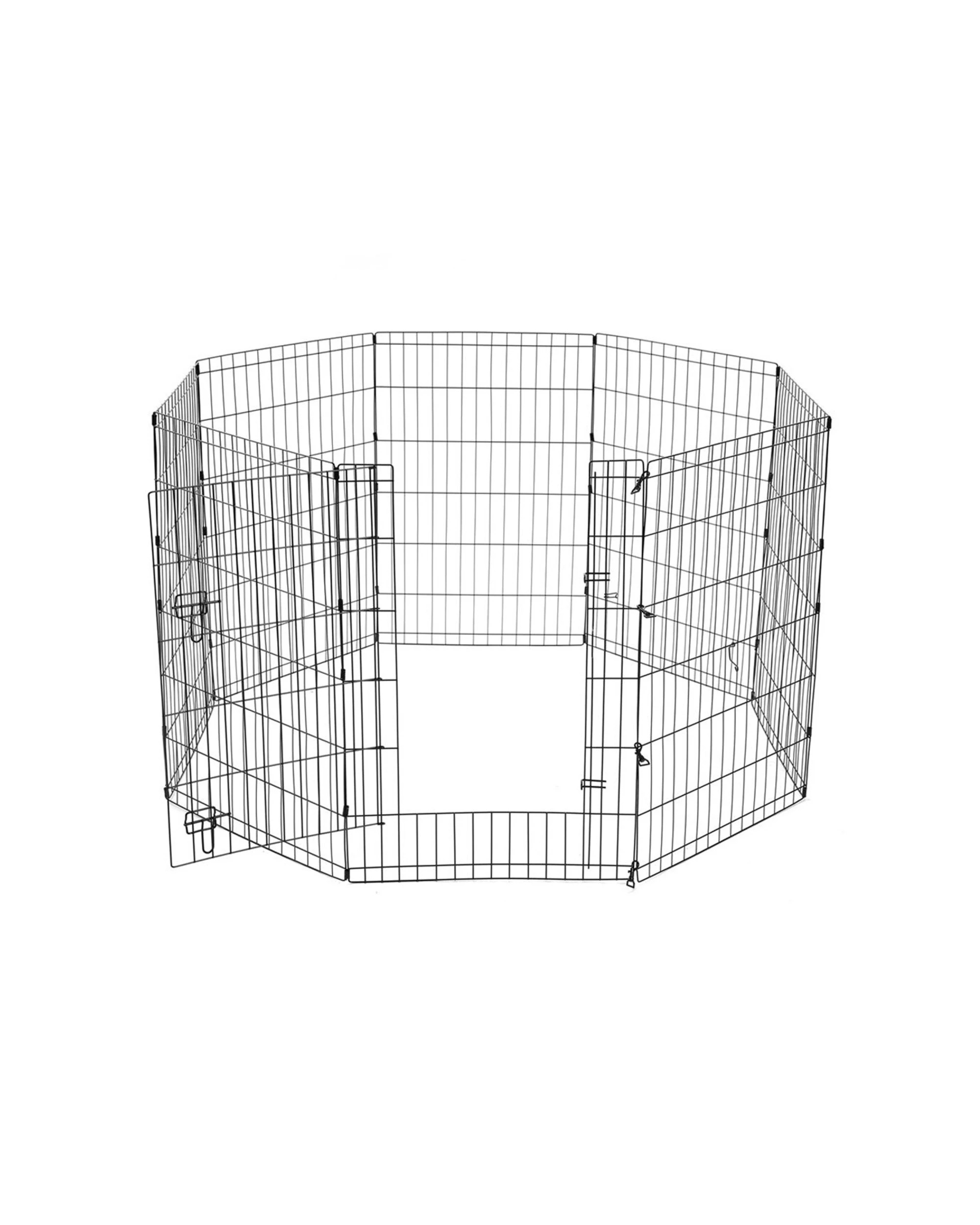 3 Paws And Claws 8 Panel Metal Pet Play Pen 61x91cm Hexagon Enclosure Black
 - Black, 3 of 3