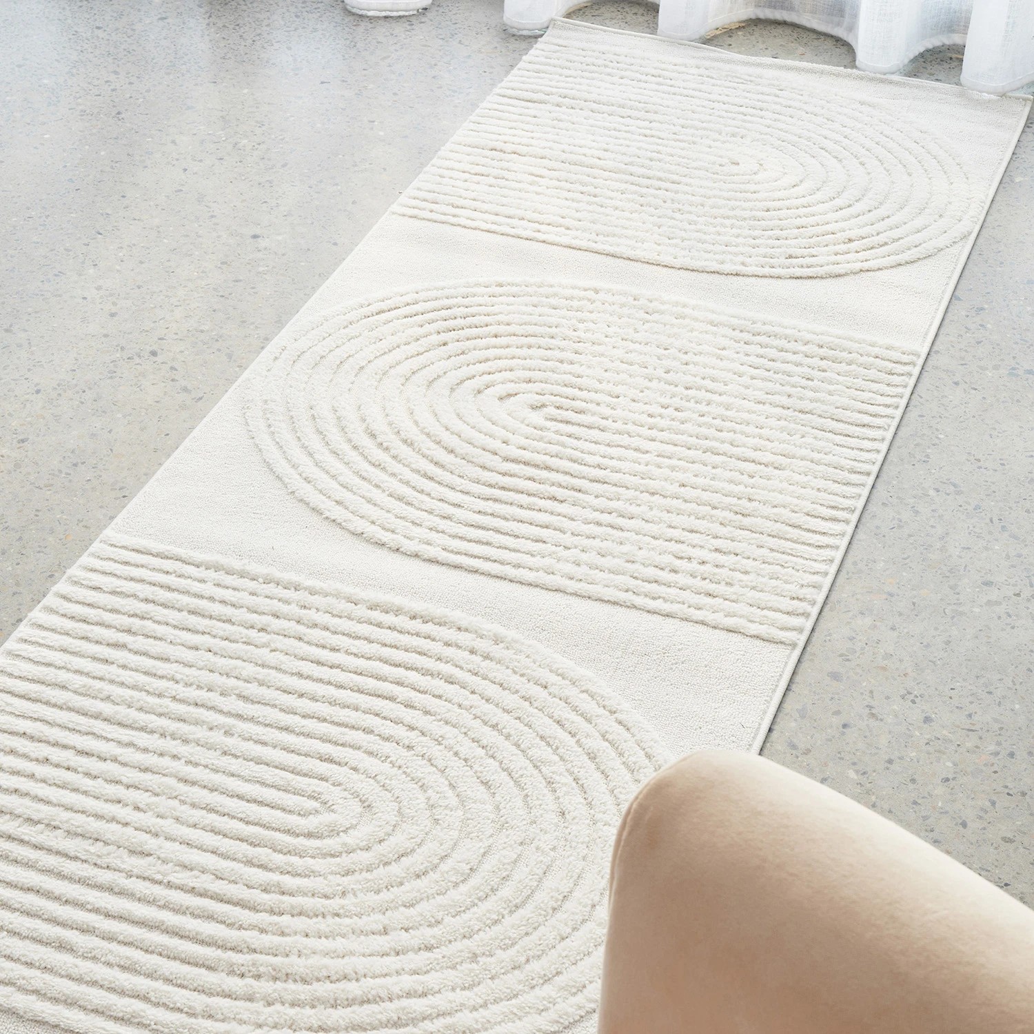 1 Common Ground Rugs Nirvana Abbey 500x80cm - Extra Large Runner Power Loomed Pet Friendly Rug - Natural, 1 of 7