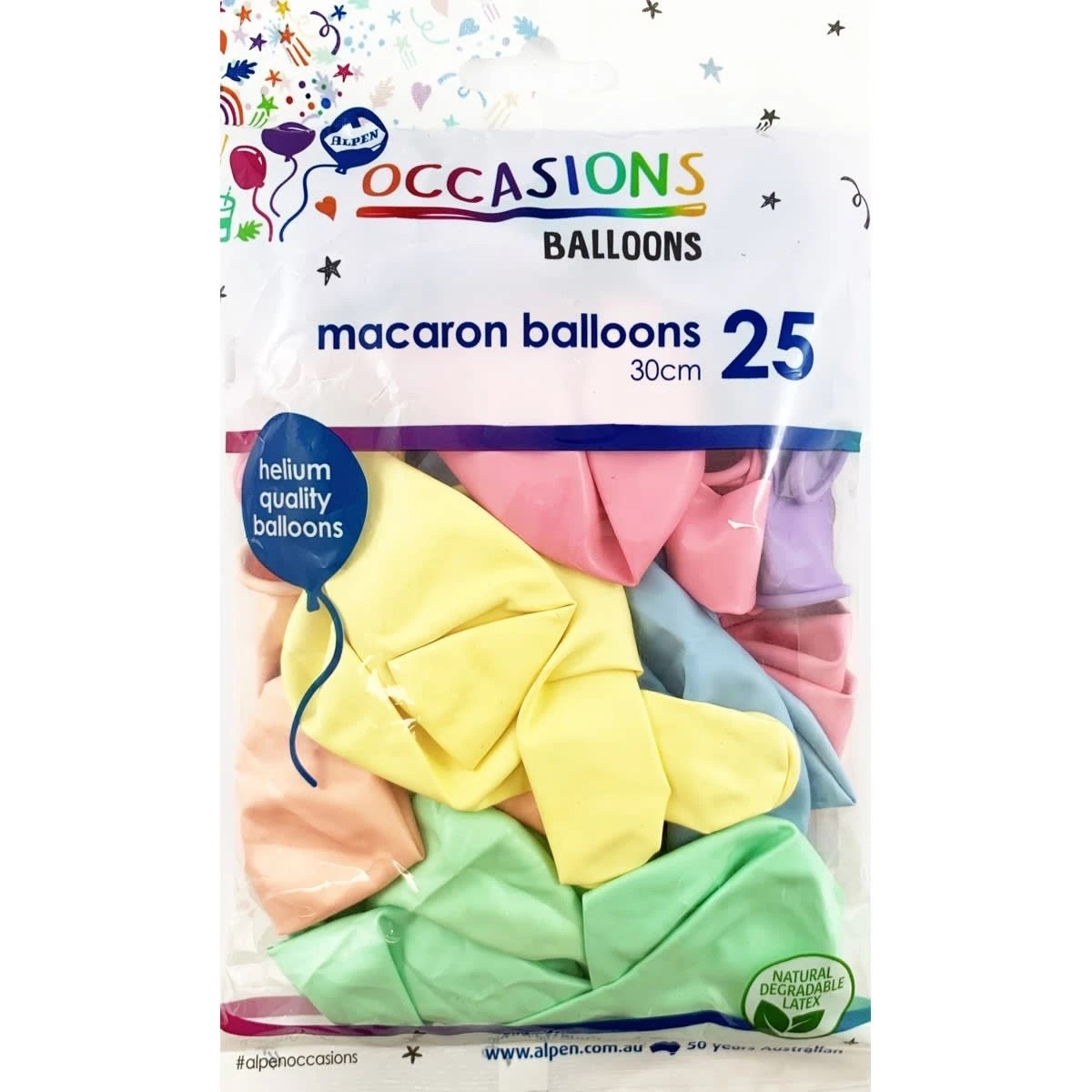 1 25 Pack Alpen Occasions Macaron Balloons - Mixed Colours, 1 of 2