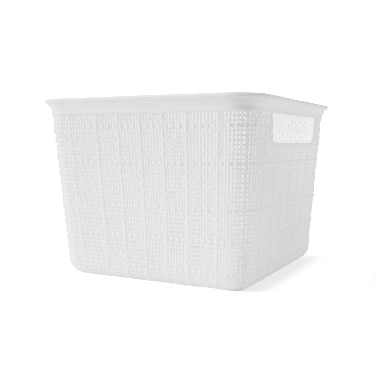 1 3.5L Linen Weave Square Basket - White, 1 of 8