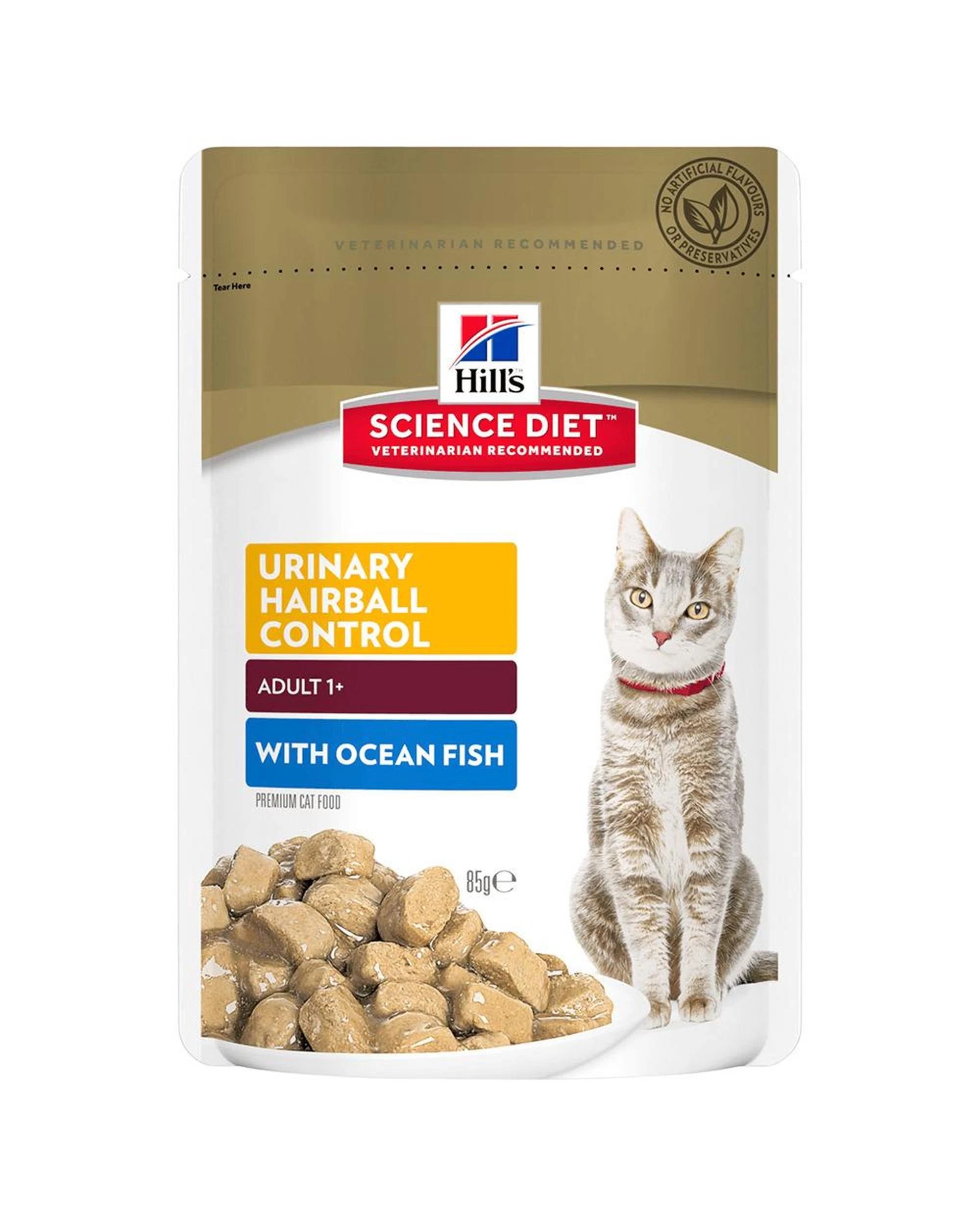 1 Hills Adult Urinary Hairball Control Wet Cat Food Ocean Fish 12 x 85g, 1 of 2