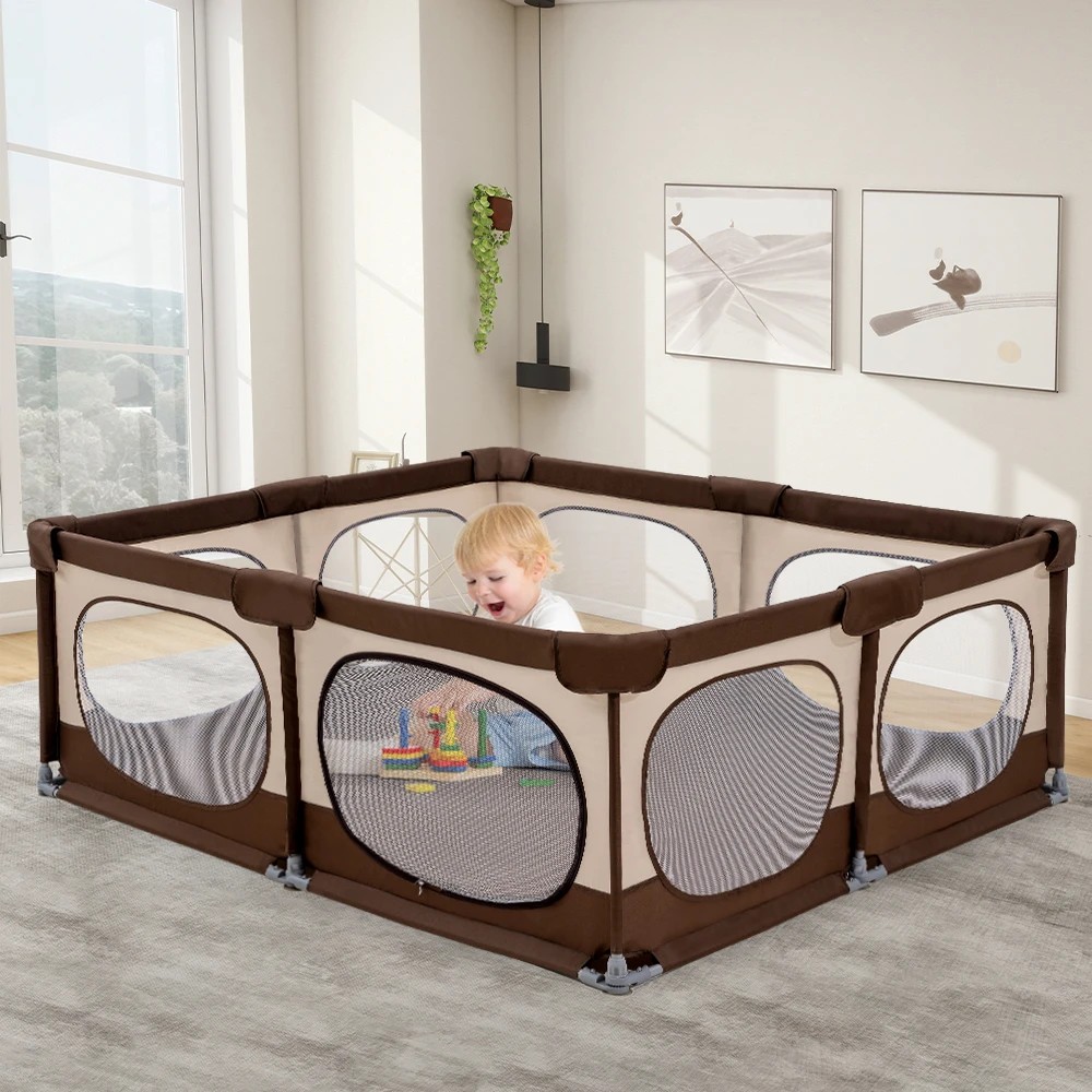 3 Playpals Baby Playpen Child Safety Gate Kids Playpen Child Play 180X200cm - Brown, 3 of 3