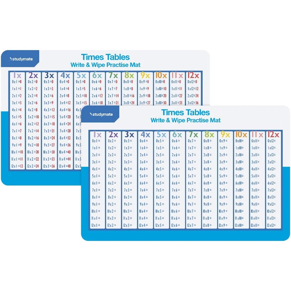 3 Studymate Times Tables Write & Wipe Practise Mat, 3 of 3