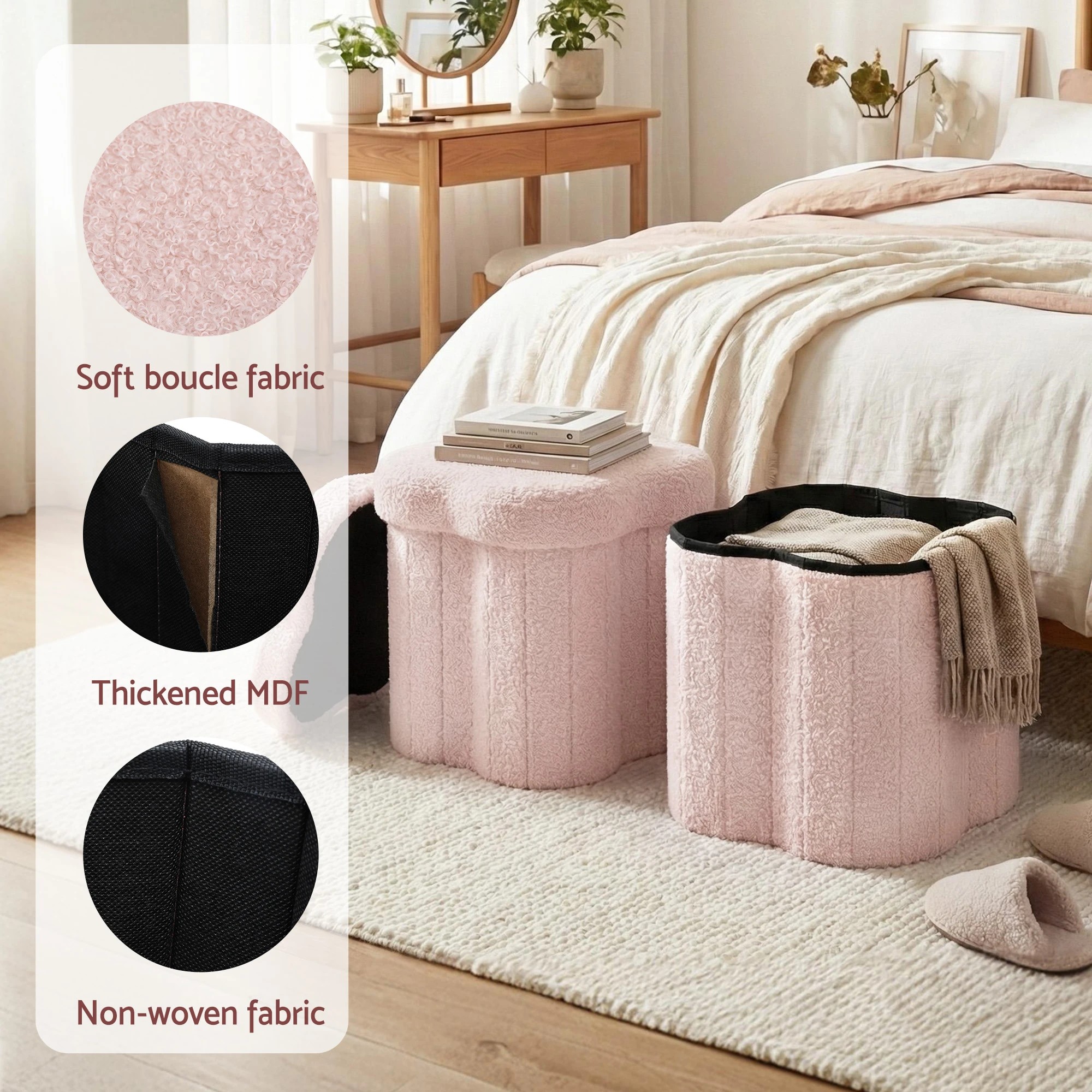 4 Artiss Storage Ottoman Foot Stool Foldable - Pink, 4 of 4