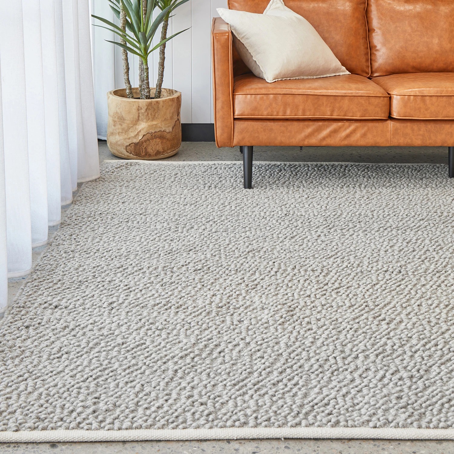 1 Common Ground Rugs Tactile 280x190cm - Large Hand Woven Floor Rug - Grey, 1 of 6