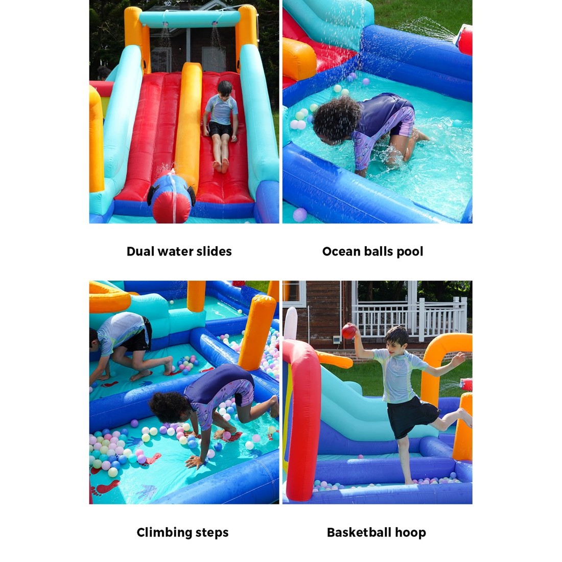 7 Doctor Dolphin 10-in-1 Inflatable Water Park Jumping Castle Dual Slides Blower
 - Multi, 7 of 10