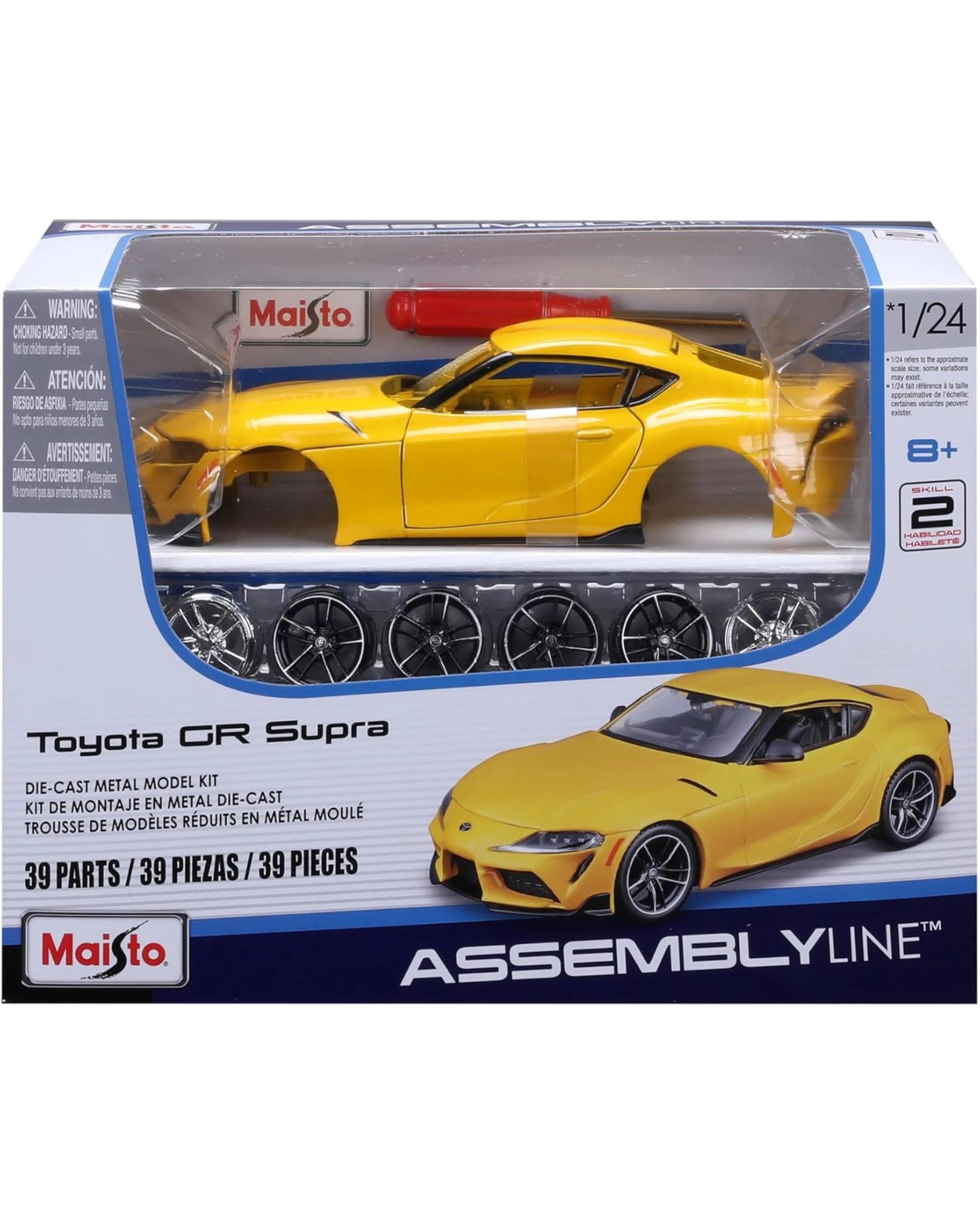 8 Maisto Assembly Line 2024 Toyota GR Supra 1:24 Scale Vehicle - Yellow, 8 of 8