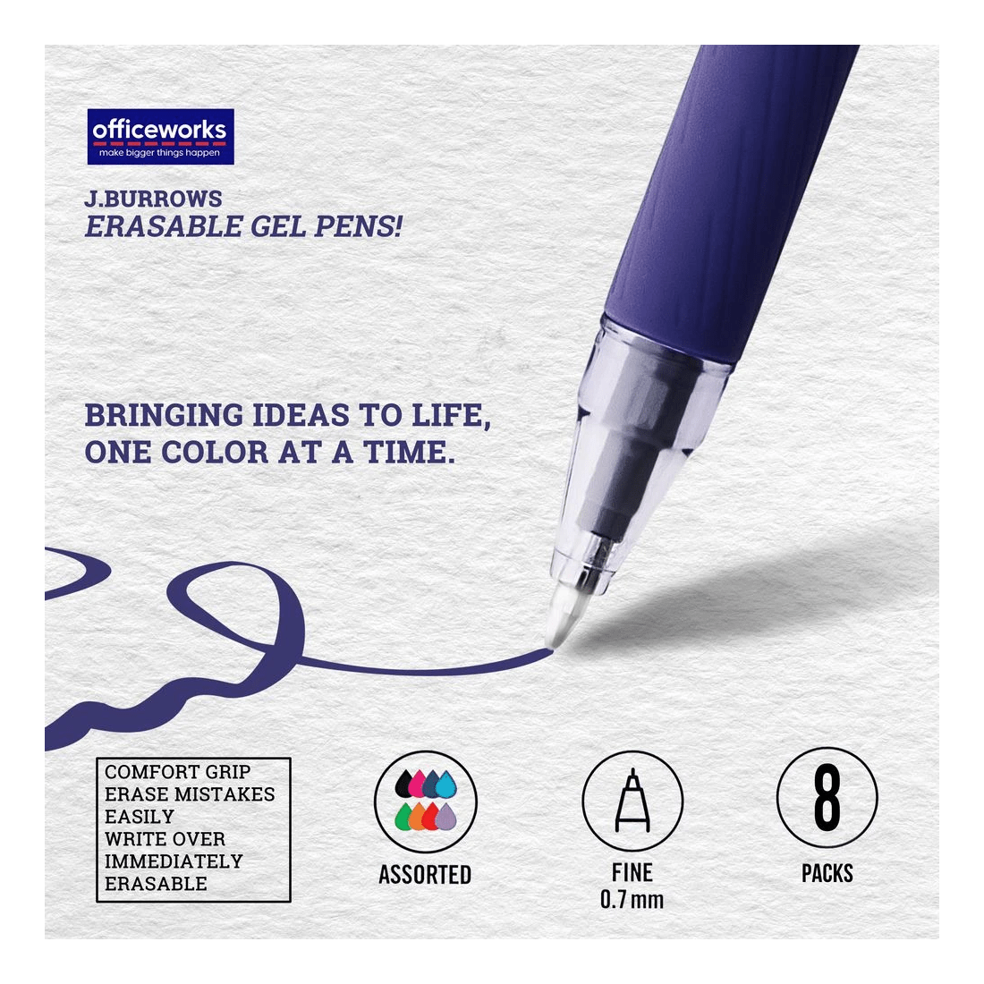 4 J.Burrows Erasable Gel Pens 0.7mm Assorted 8 Pack, 4 of 4