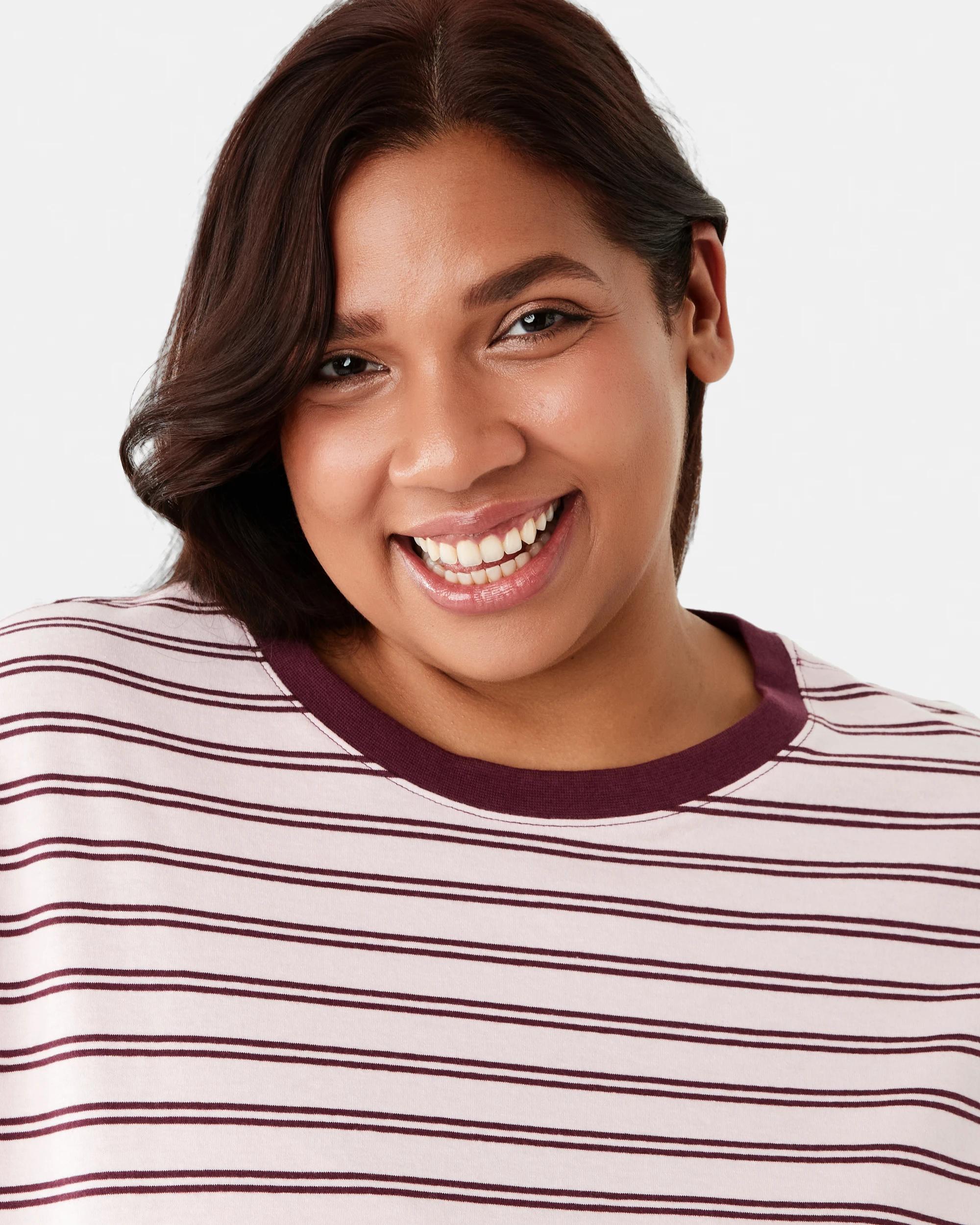 4 Curve Long Sleeve Stripe T‑shirt Pink Strp, 4 of 7