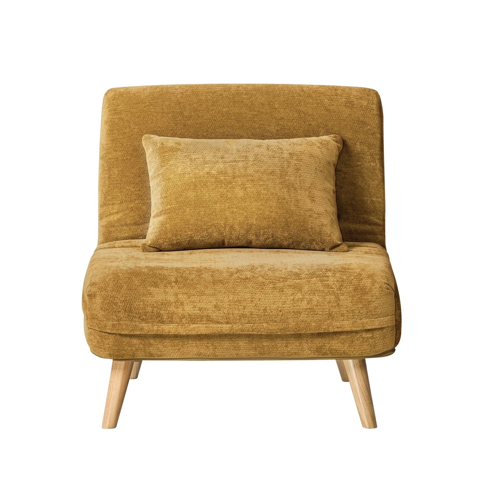 7 Oikiture 1 Seater Sofa Bed Folding Lounge Recliner Chenille - Yellow, 7 of 9