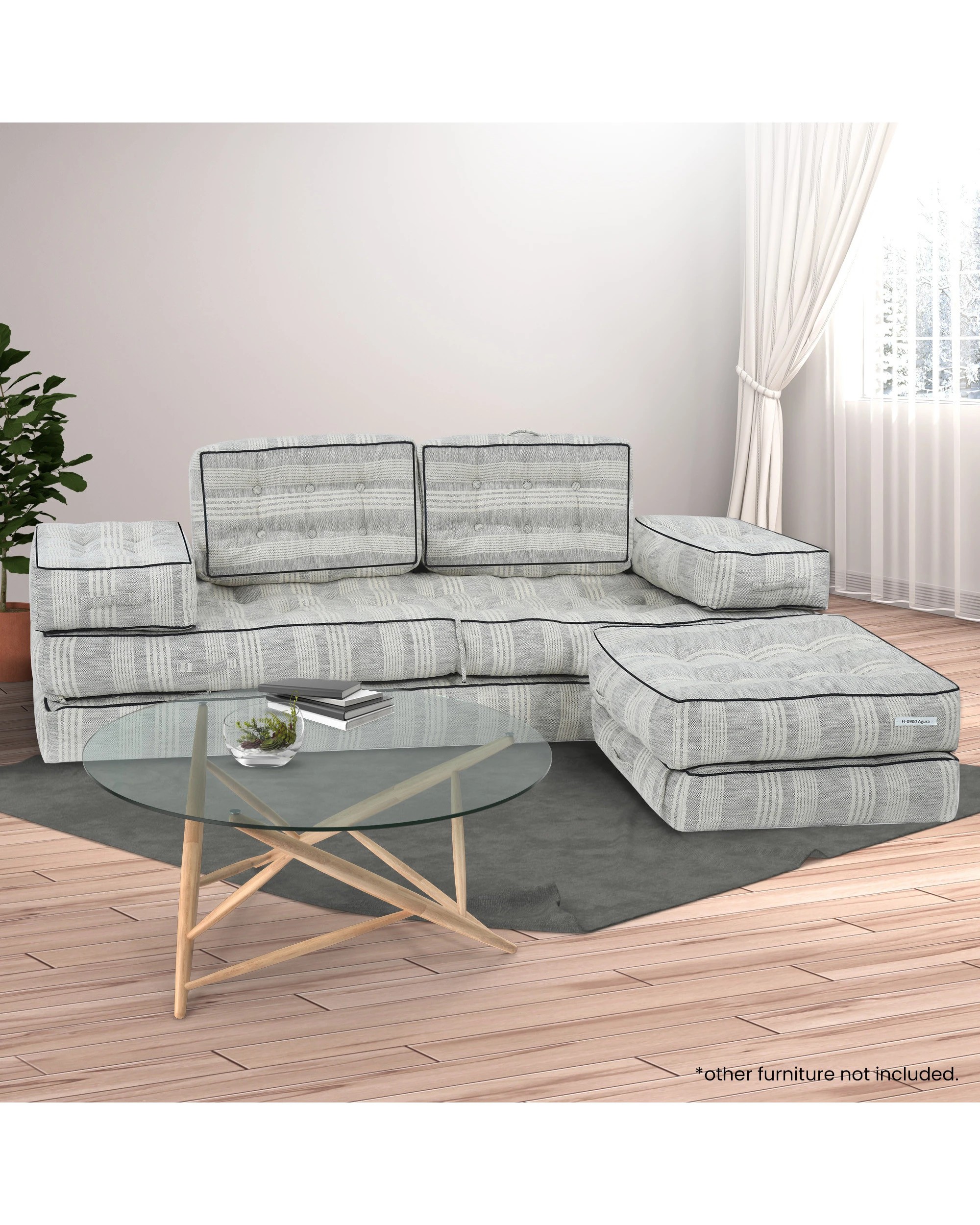 9 Agura 10-piece Modular Setting Lounge Couch Tufted Cotton Woven Fabric, 9 of 10