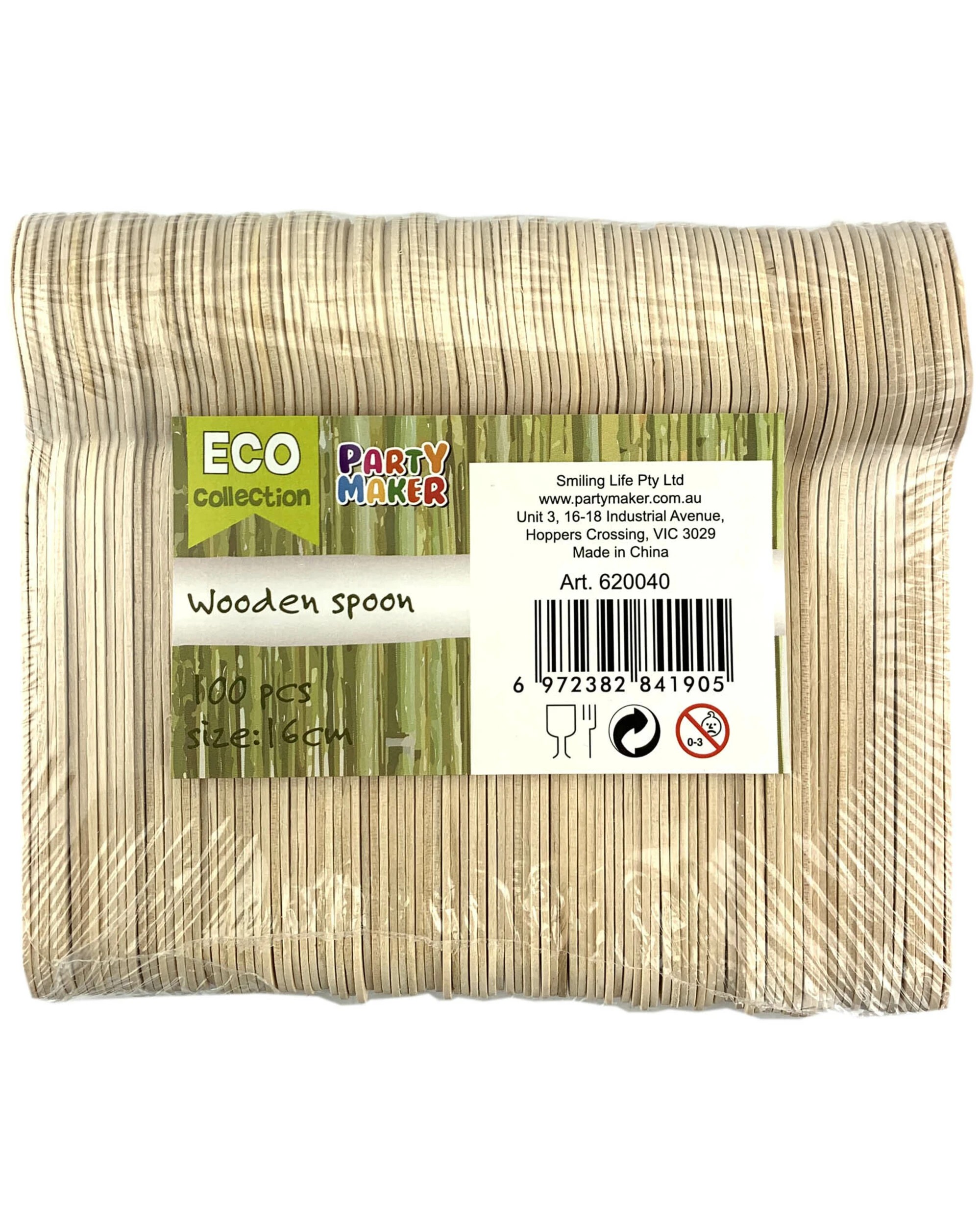2 Partyrama Eco Wooden Spoons Bulk pack of 100, 2 of 2