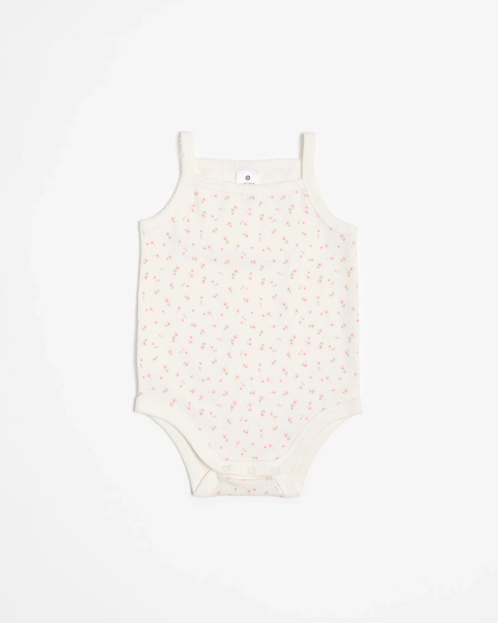 4 Target Baby Baby Organic Cotton Print Bodysuit 3 Pack DAISY/PINK/GREEN STRIPE, 4 of 6