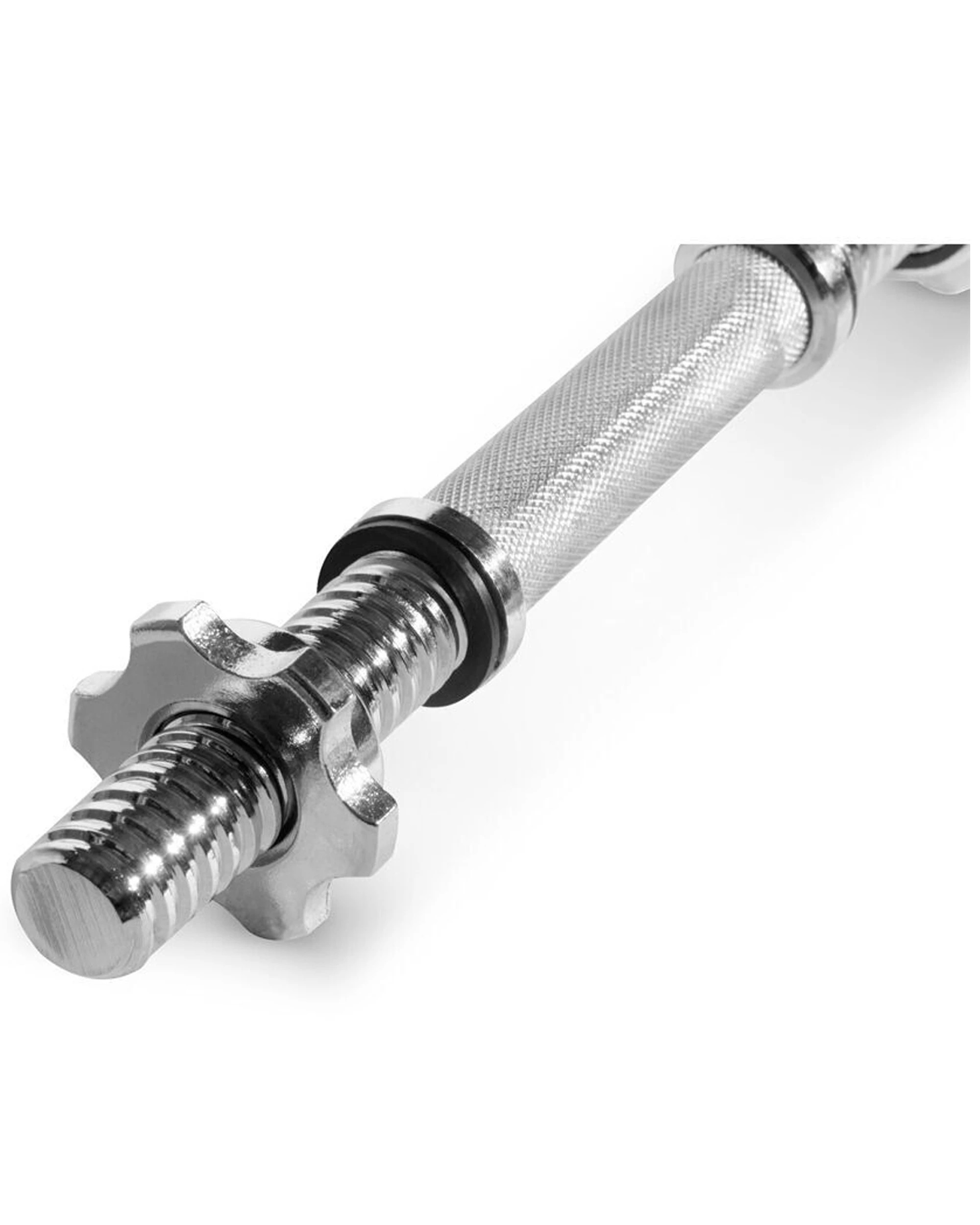 3 BODYWORX Spinlock Dumbbell Handles Pair 14in Threaded Collars 28mm 80kg - Silver, 3 of 4