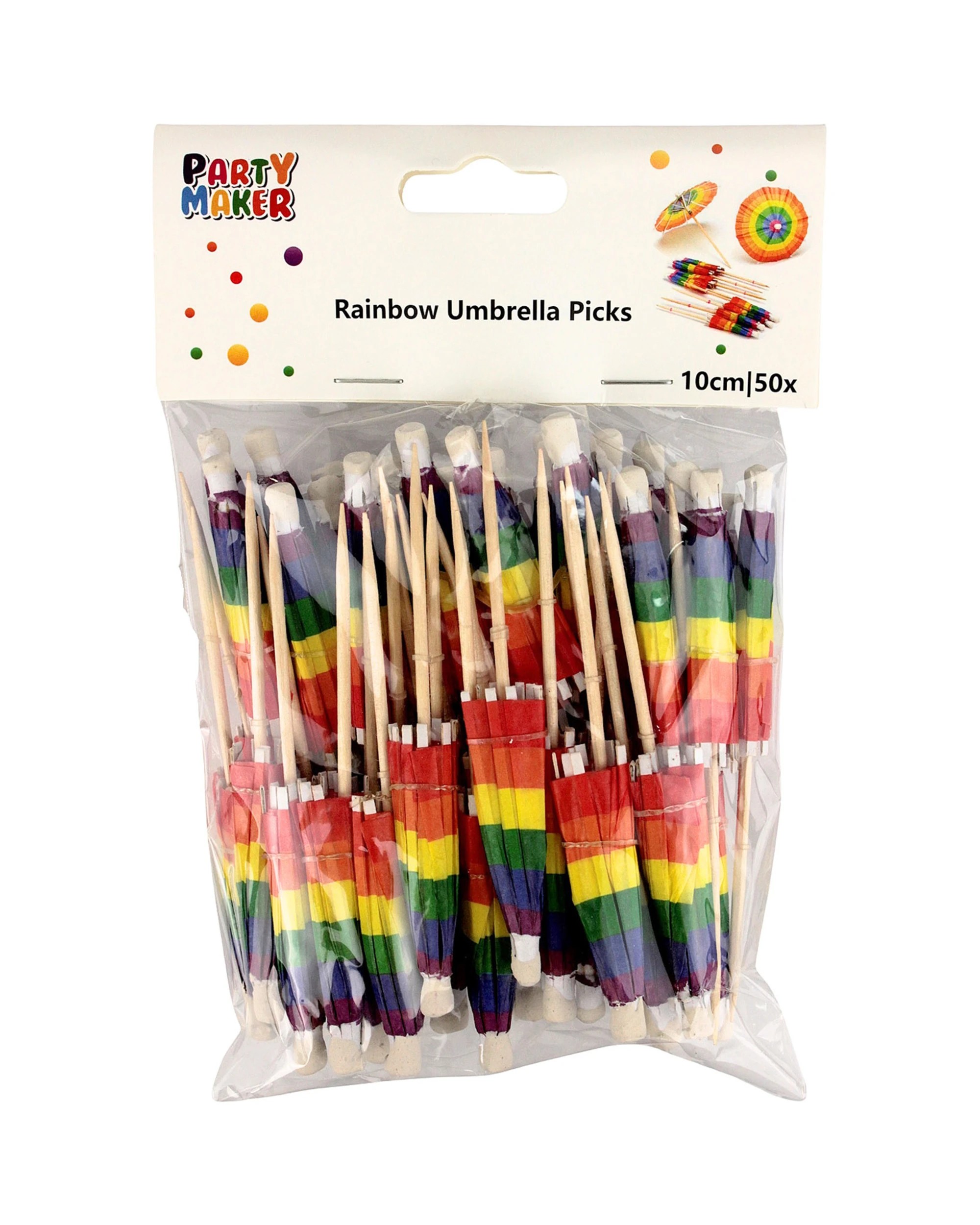 2 Partyrama Rainbow Cocktail Umbrella Picks Pack of 50Multi - Multi, 2 of 3