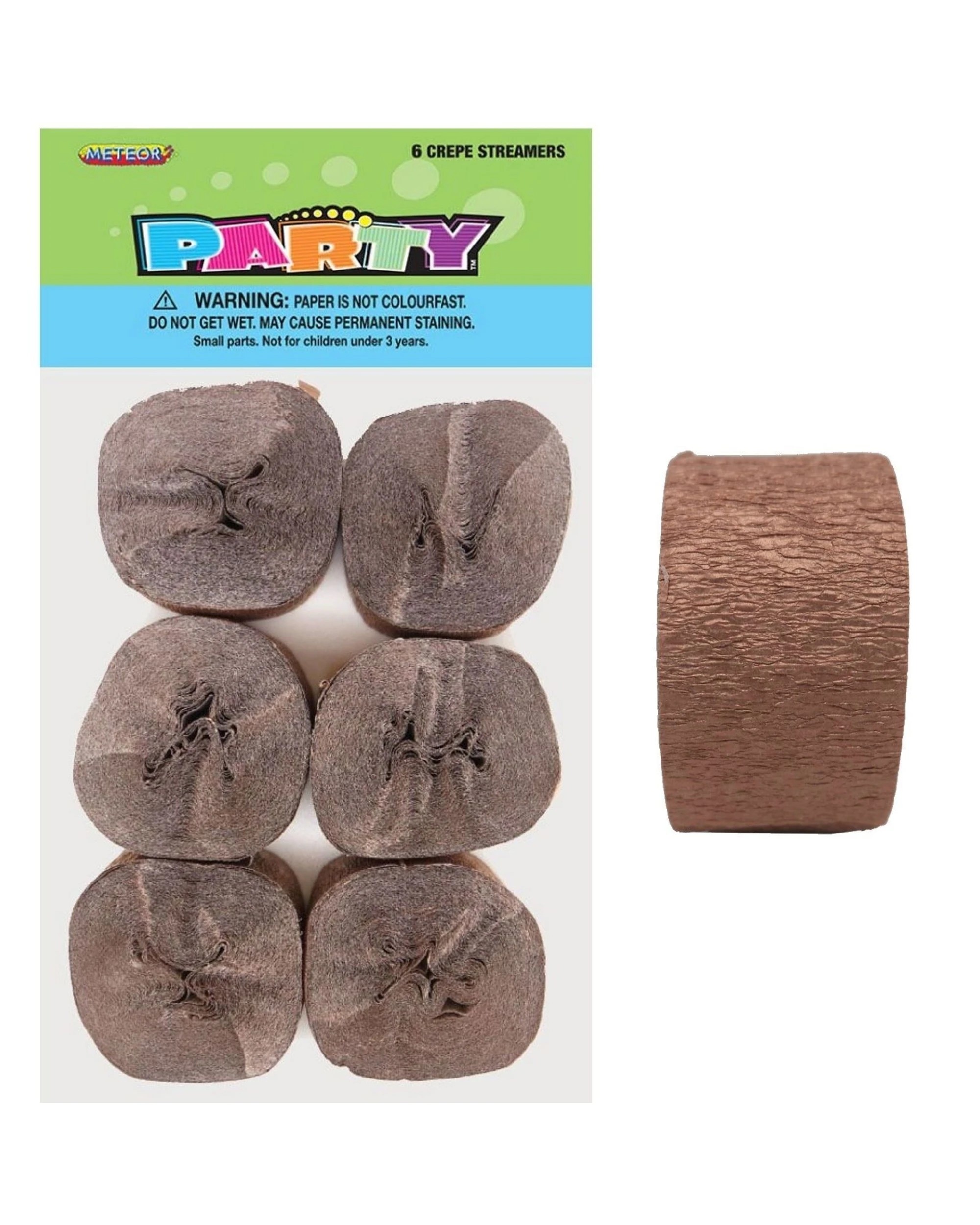 1 Meteor Rose Crepe Streamers Pack of 6 - Gold, 1 of 1