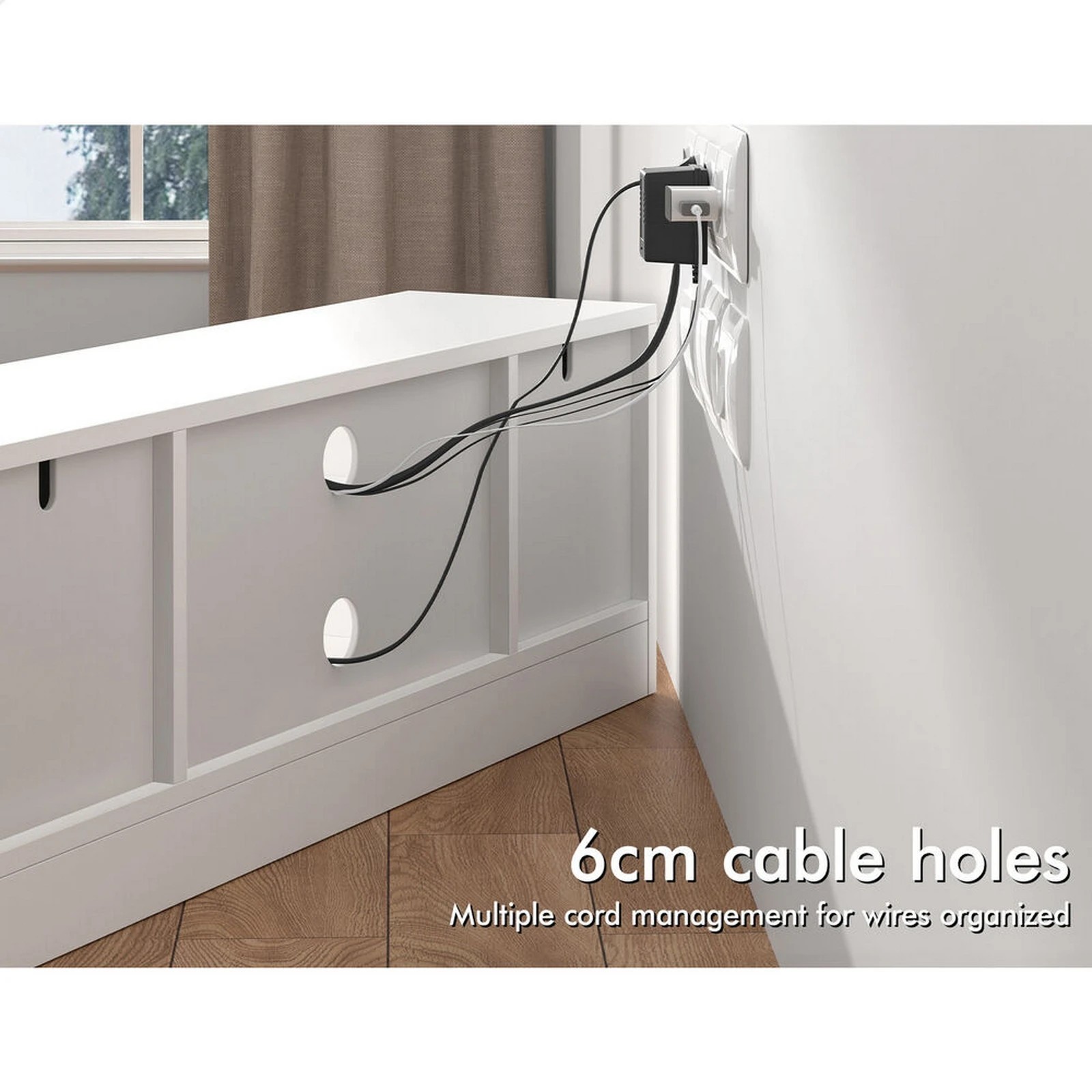 7 Alfordson Entertainment Unit TV Cabinet Stand Hamptons Storage 120cm - White, 7 of 9