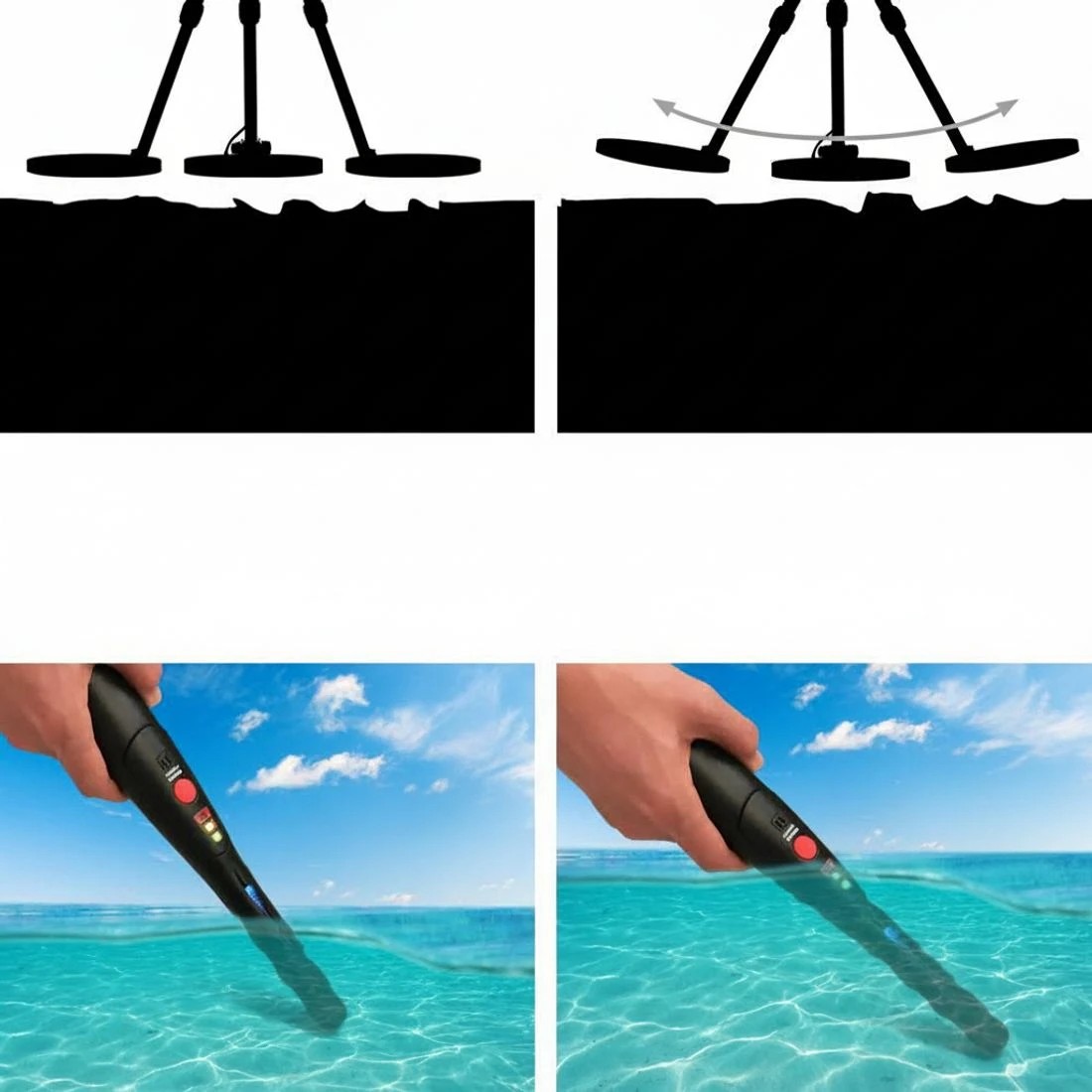 4 Metal Detector 180MM Deep Sensitive Water Resistant Pinpointer Treasure Hunter - Black, 4 of 5