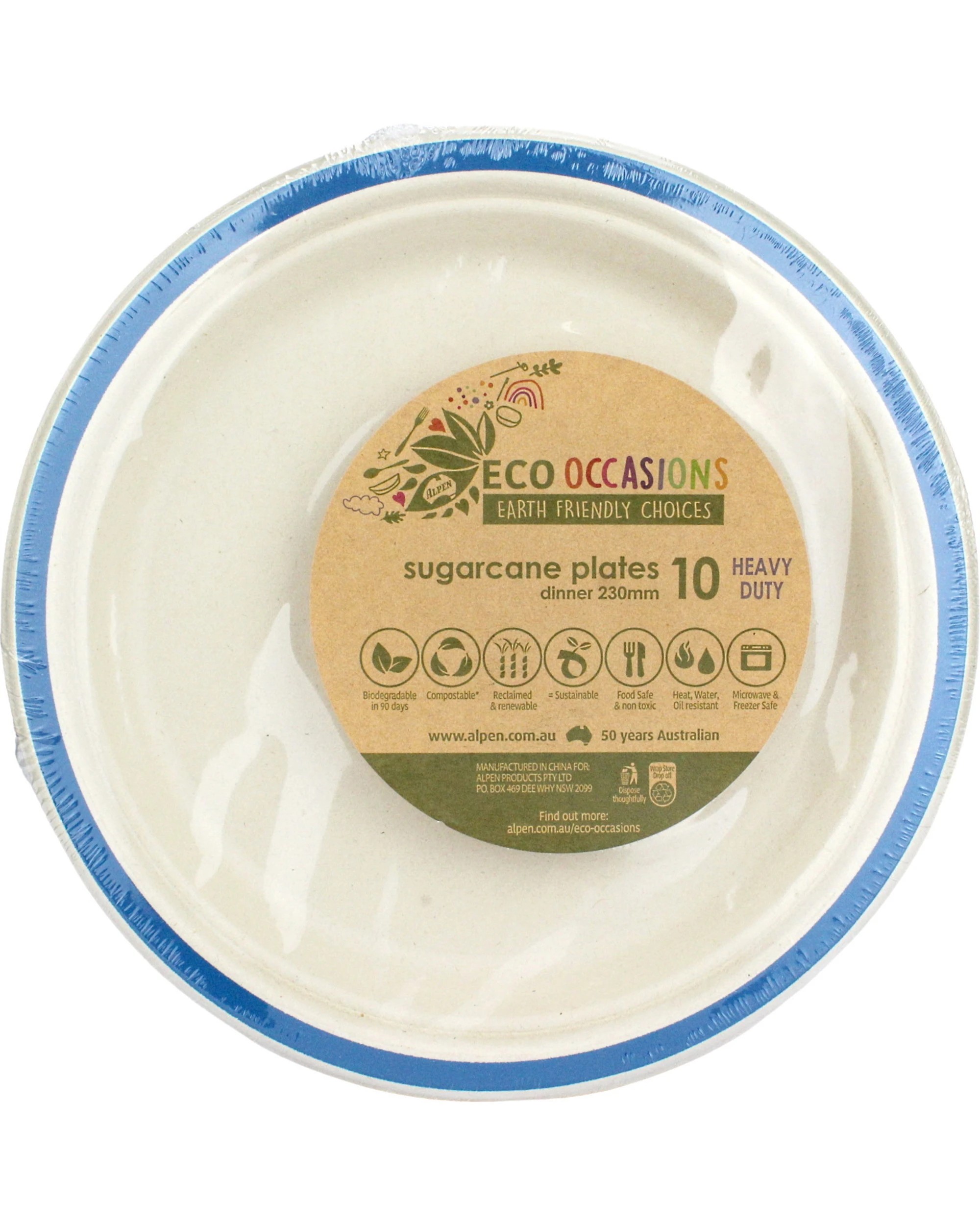 2 alpen Royal Blue Rim Sugar Cane Large Plates Pack of 10 - Royal Blue Rim, 2 of 3