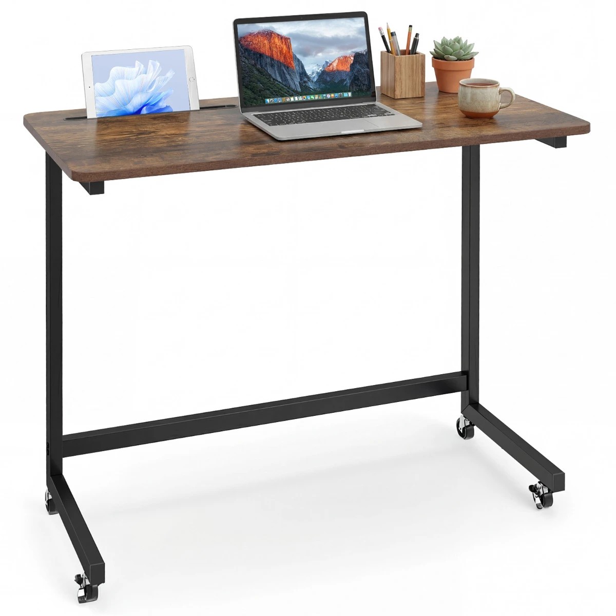 2 Costway C-shaped End Table Mobile Bedside Table Space-saving 80cm, 2 of 4