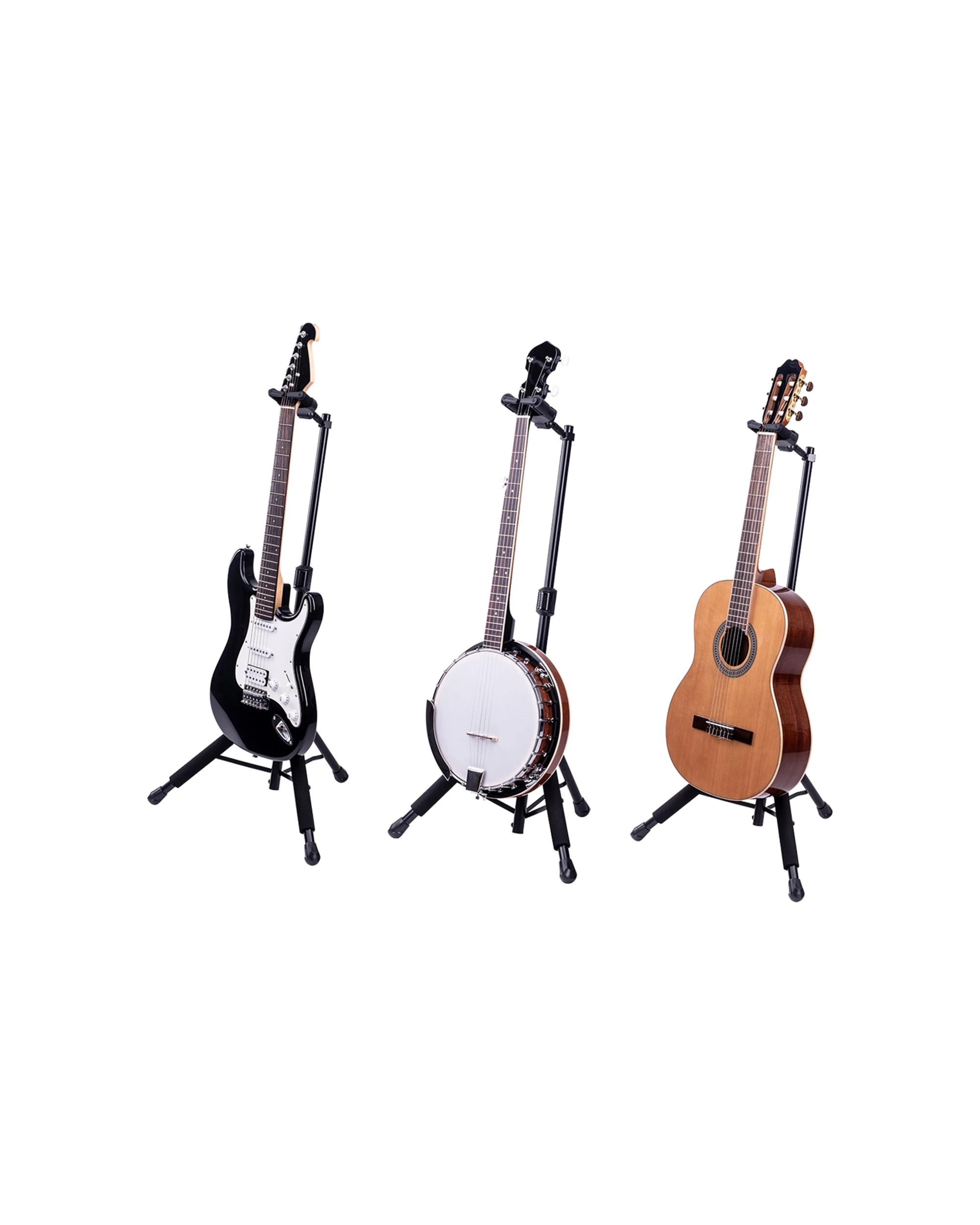 2 Hercules Single Guitar Stand Holder Floor Rack AGS Auto Grip With Foldable Yoke - Black, 2 of 4