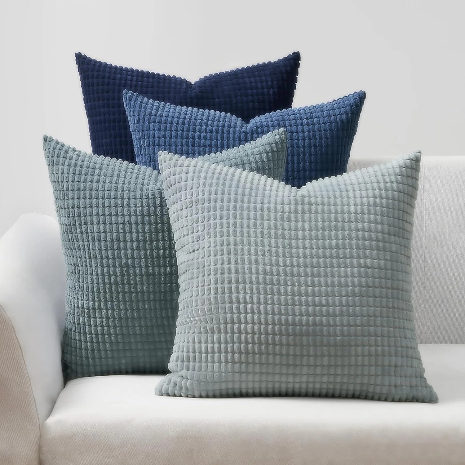 1 Gioia Casa 4-Pack Corduroy Corn Grain Inspired Cushion Covers 45x45cm - Blue, 1 of 4