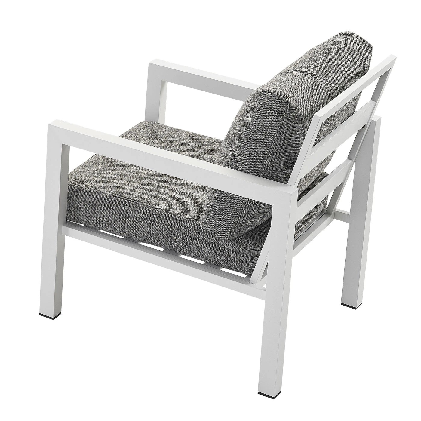 8 Moda Living Manly Single Seater White Aluminium Outdoor Sofa Lounge - Textured Grey Cushions (Set of 2) - White, 8 of 10