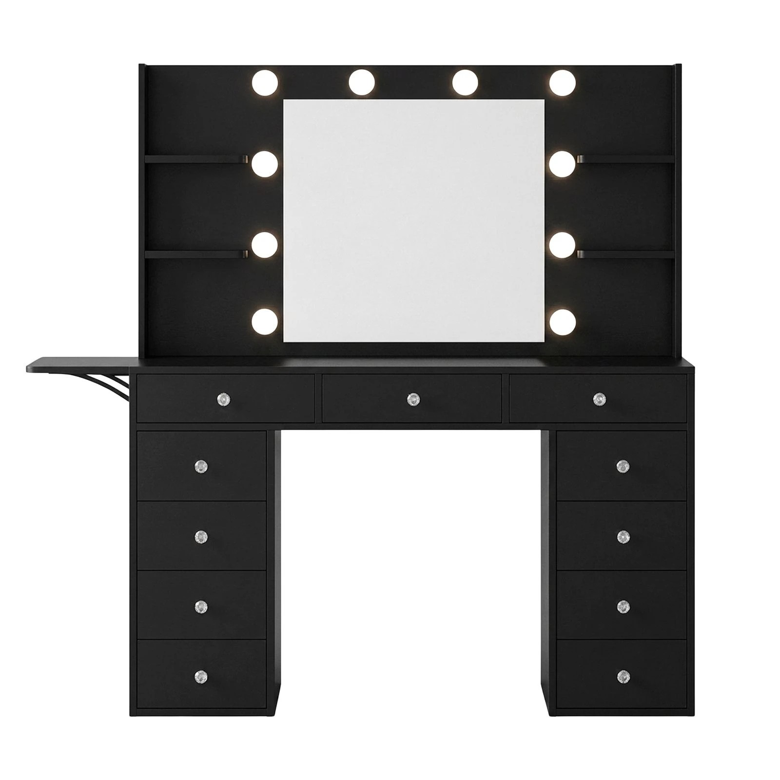 3 Ausway Luxury Vanity Table and Dressing Stool Set with 10 LED Lighted Hollywood Mirror 11 Drawers 4 Shelves, 3 of 7