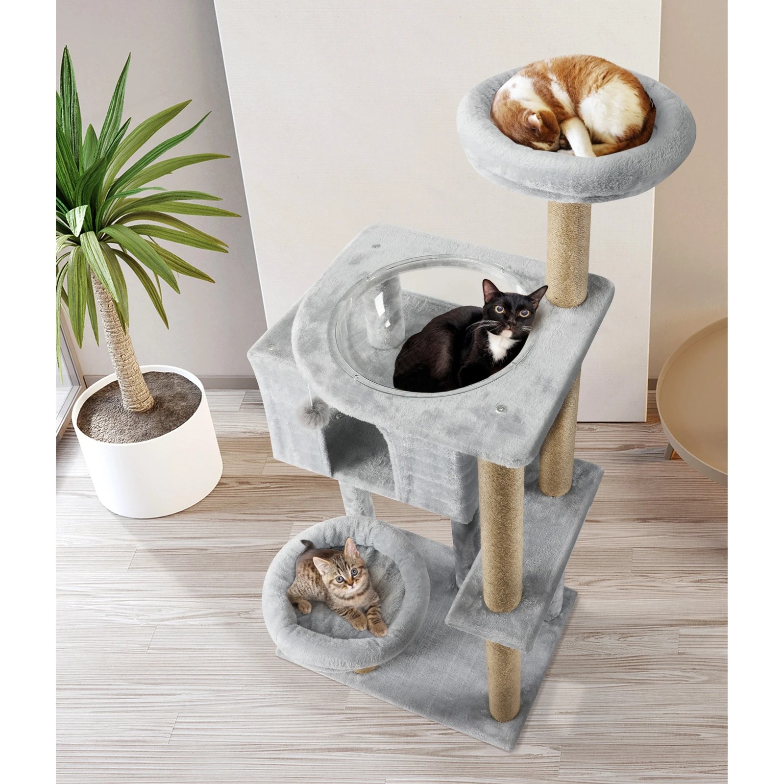 3 Alopet Cat Tree Tower Scratching Post Scratcher Cats Condo House Bed Wood 140cm
 - Grey, 3 of 8
