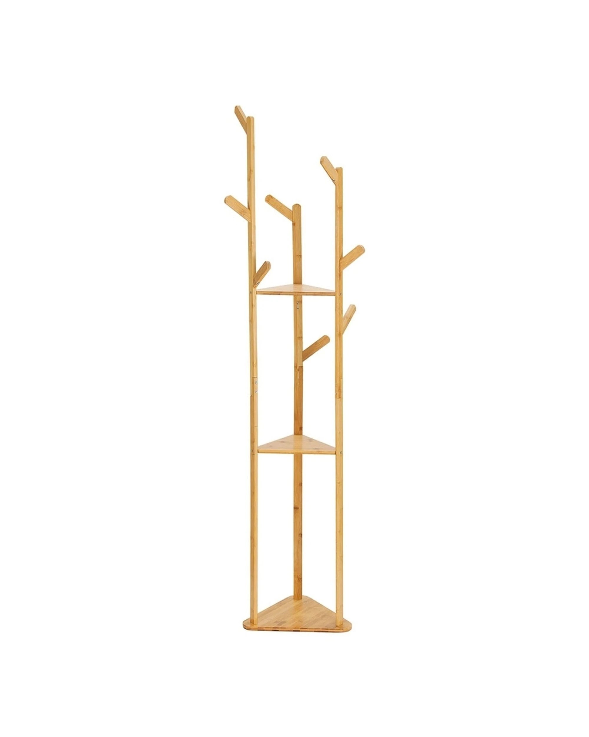 2 Artiss Clothes Rack Airer Coat Stand 9 Hooks Bamboo Garment Rack Portable Heavy Duty Wheels Adjustable Anti Slip - Brown, 2 of 8