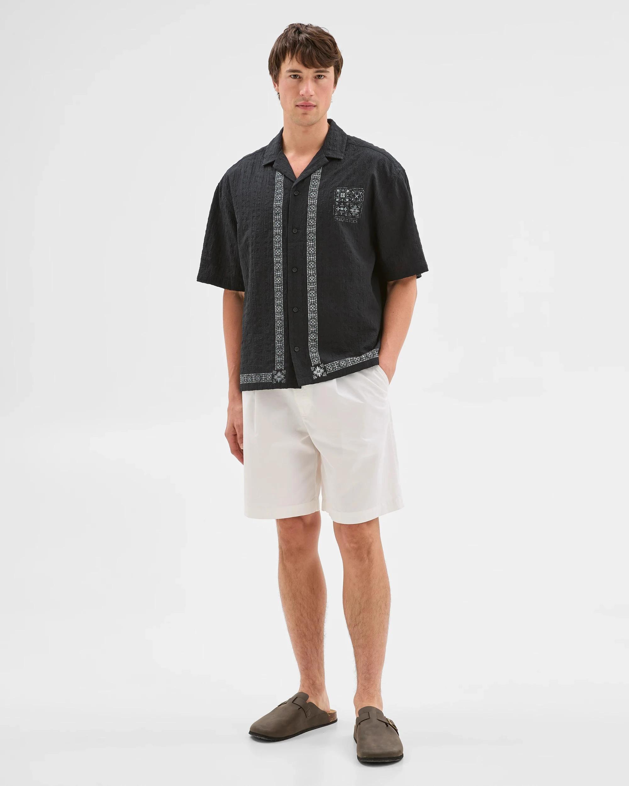 2 Australian Cotton Rich Short Sleeve Shirt - Commons BORDER BLACK, 2 of 5