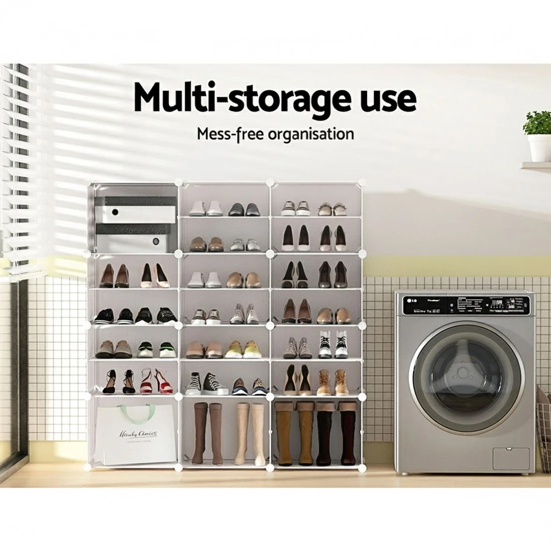 4 Artiss Shoe Rack DIY 12 Storage Cube Stackable - White, 4 of 7