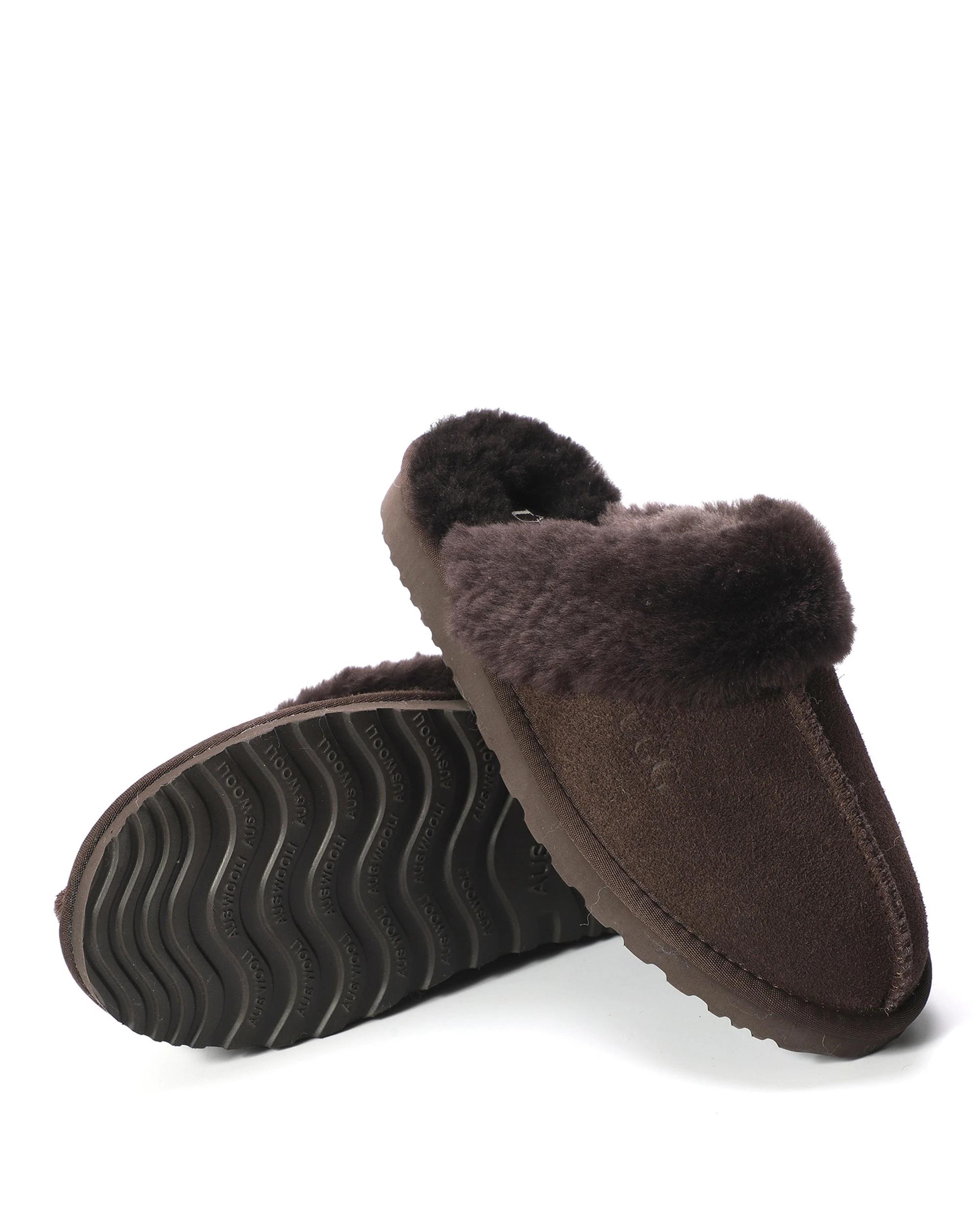 3 AUS WOOLI UGG Sheepskin Wool Sydney Slippers CHOCOLATE, 3 of 6