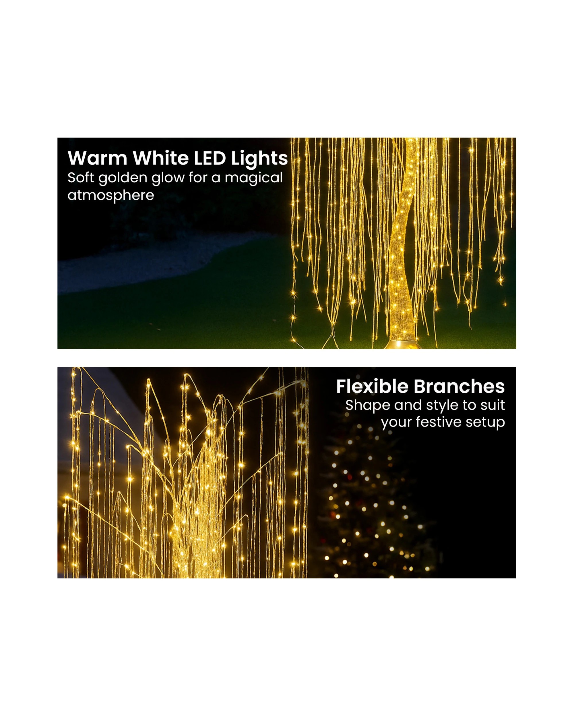 4 Christabelle Silver Willow Tree 120cm Christmas Display Warm White Led Lights Flexible Branches And Hanging Strands, 4 of 8