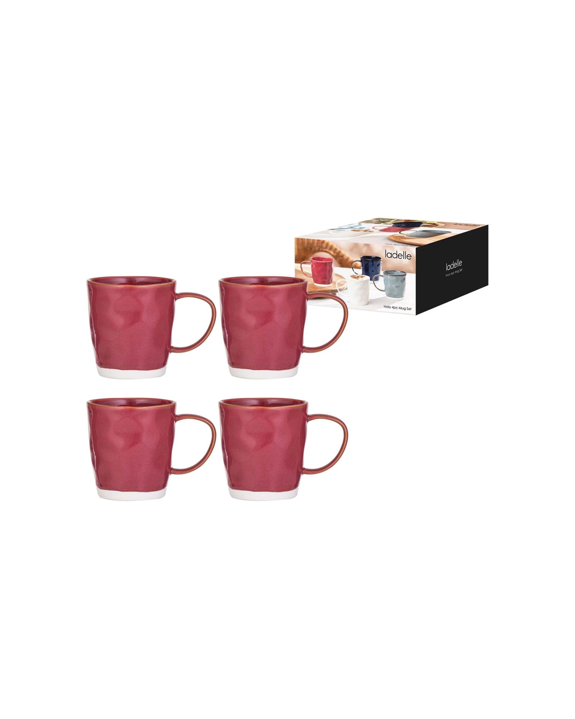 2 Ladelle 4PK Halo Porcelain Mug Set 350ml - Red, 2 of 4