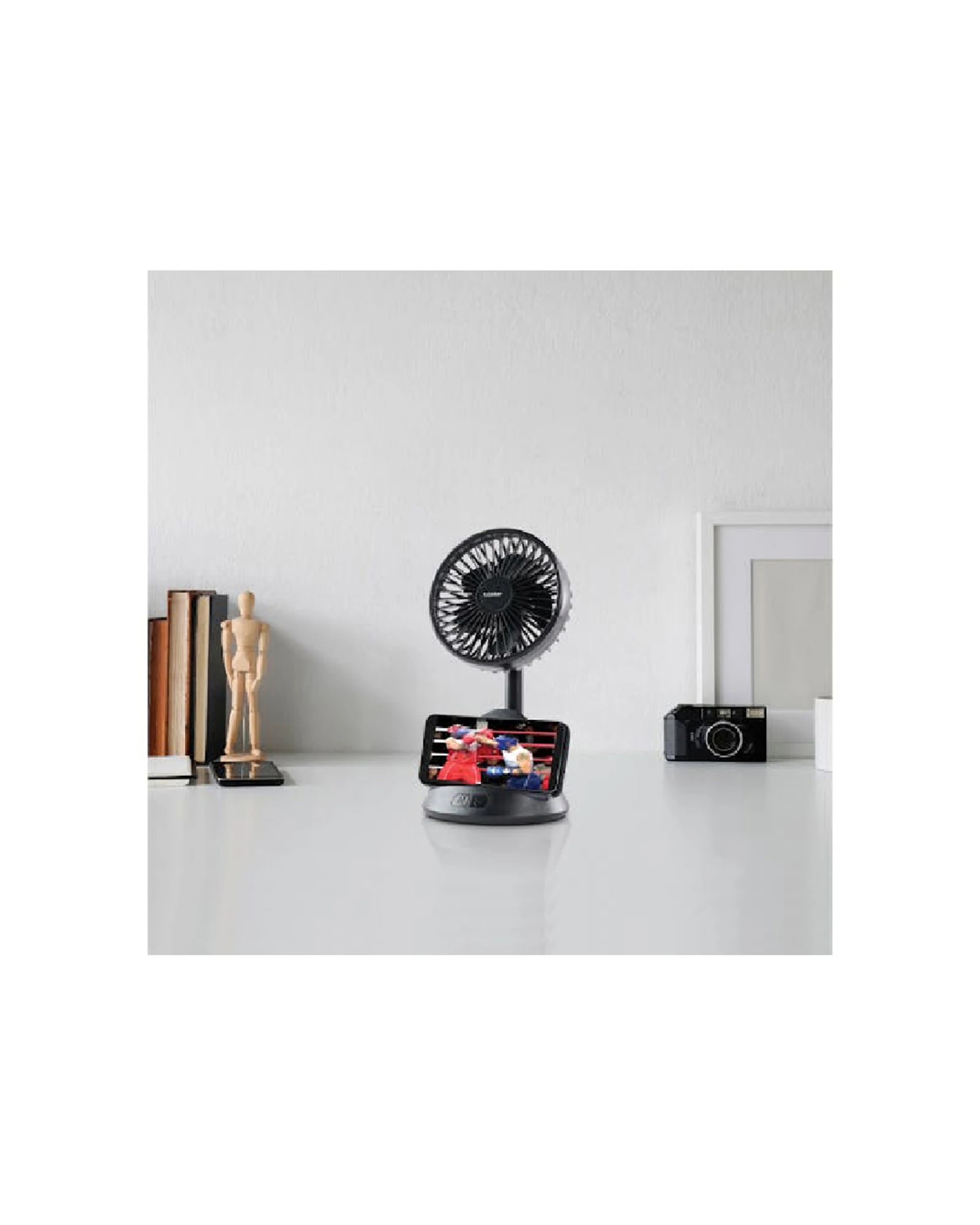 3 Goldair Rechargeable Desk Fan With Wireless Phone Charging Portable Compact - Black, 3 of 3